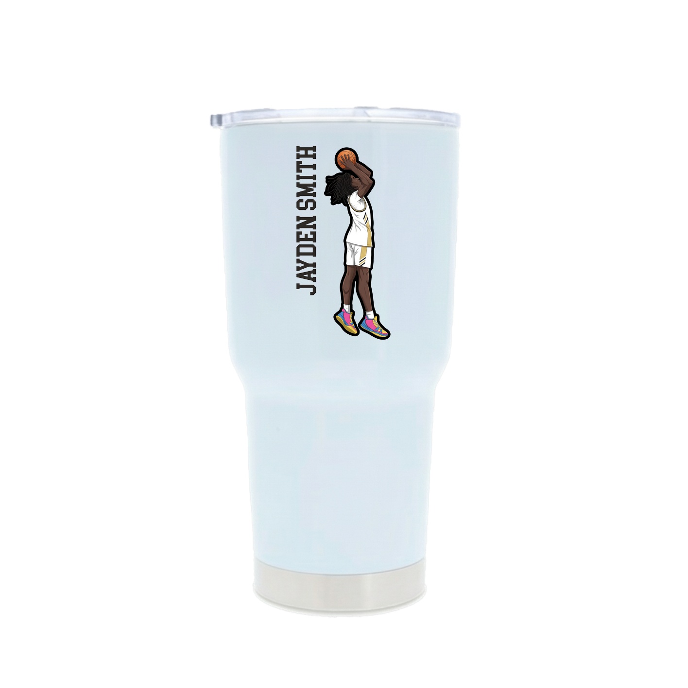 30oz Stainless Steel Tumbler — Name Vertical in White