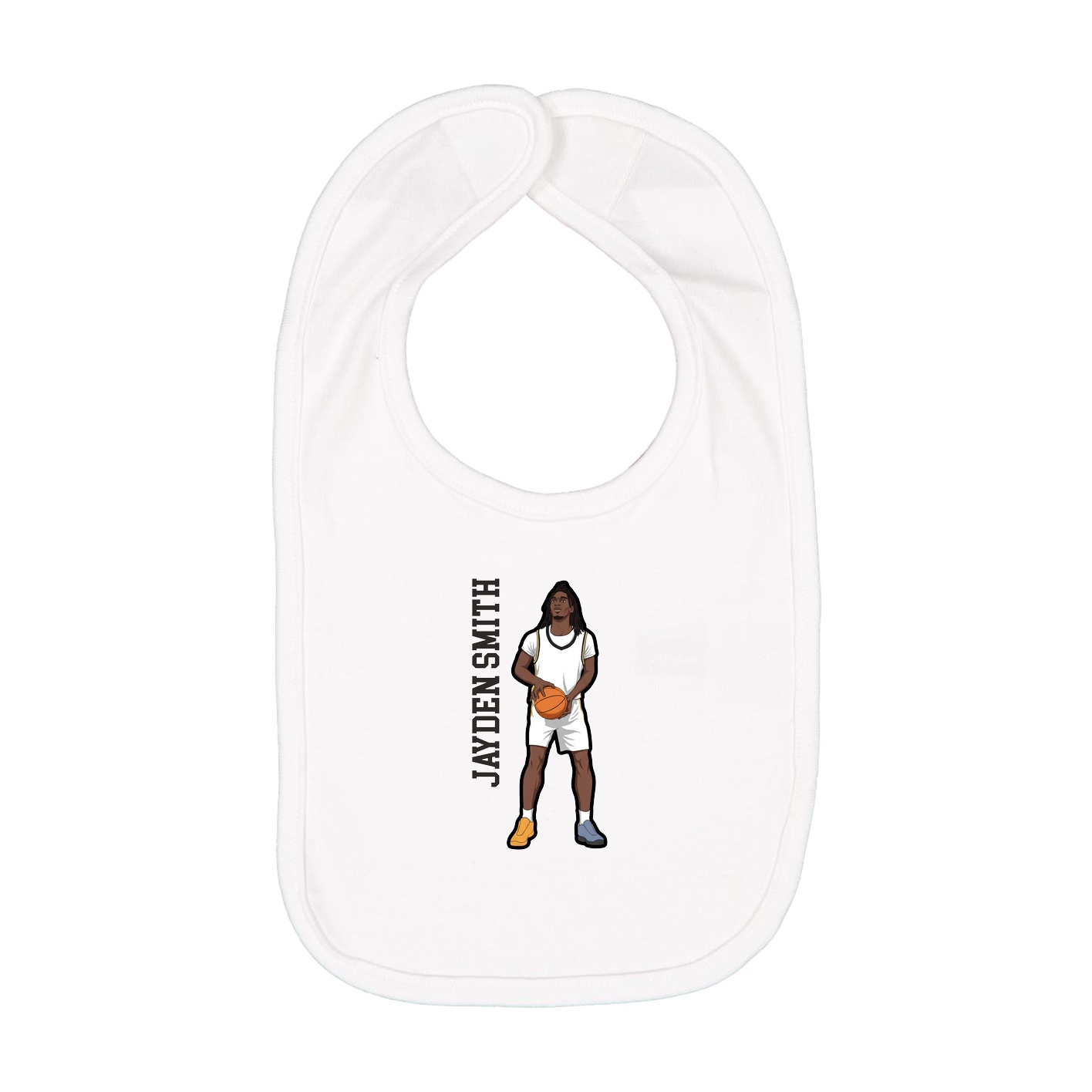 Infant Bib — Name Vertical in White