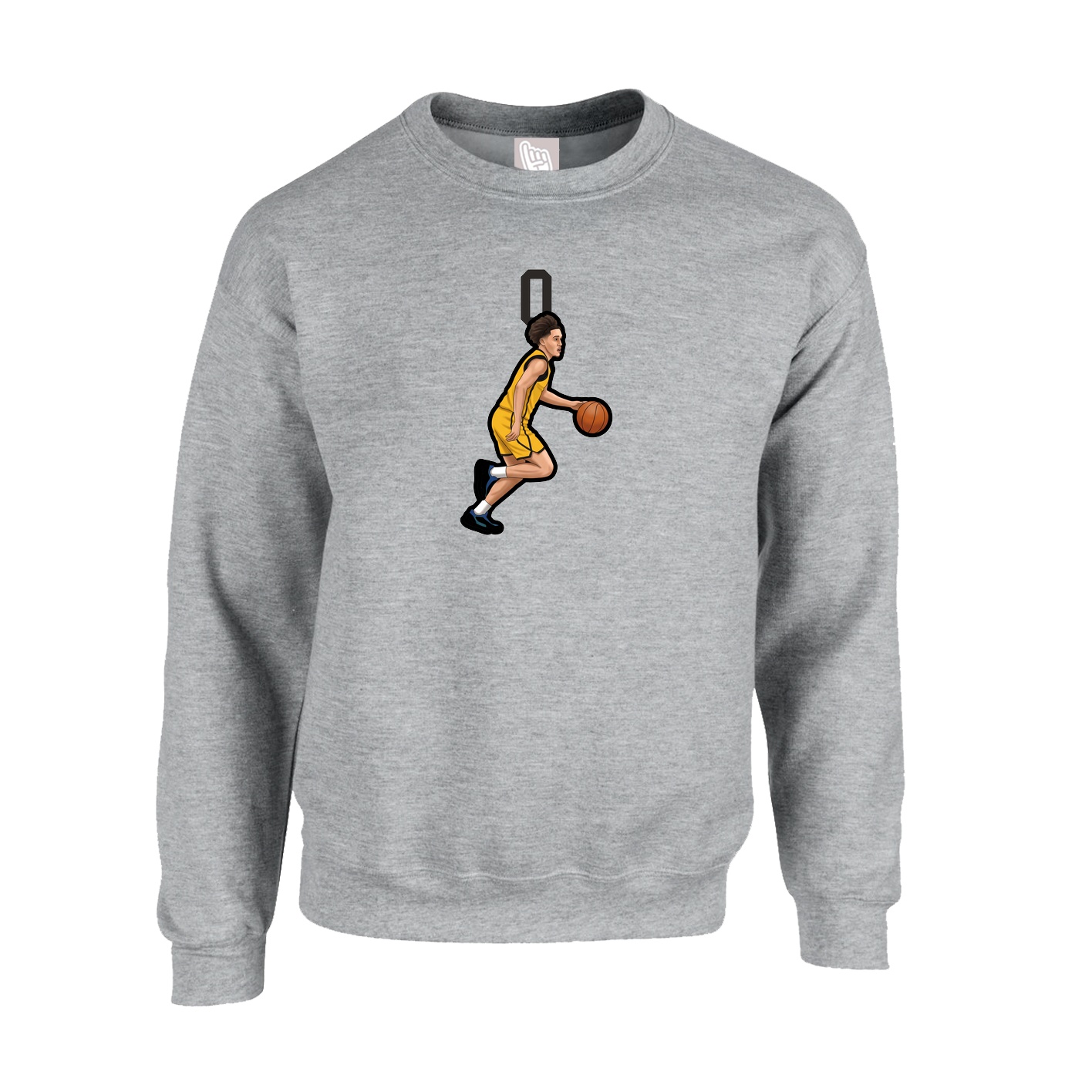 Fleece Crew — Number Top in Grey