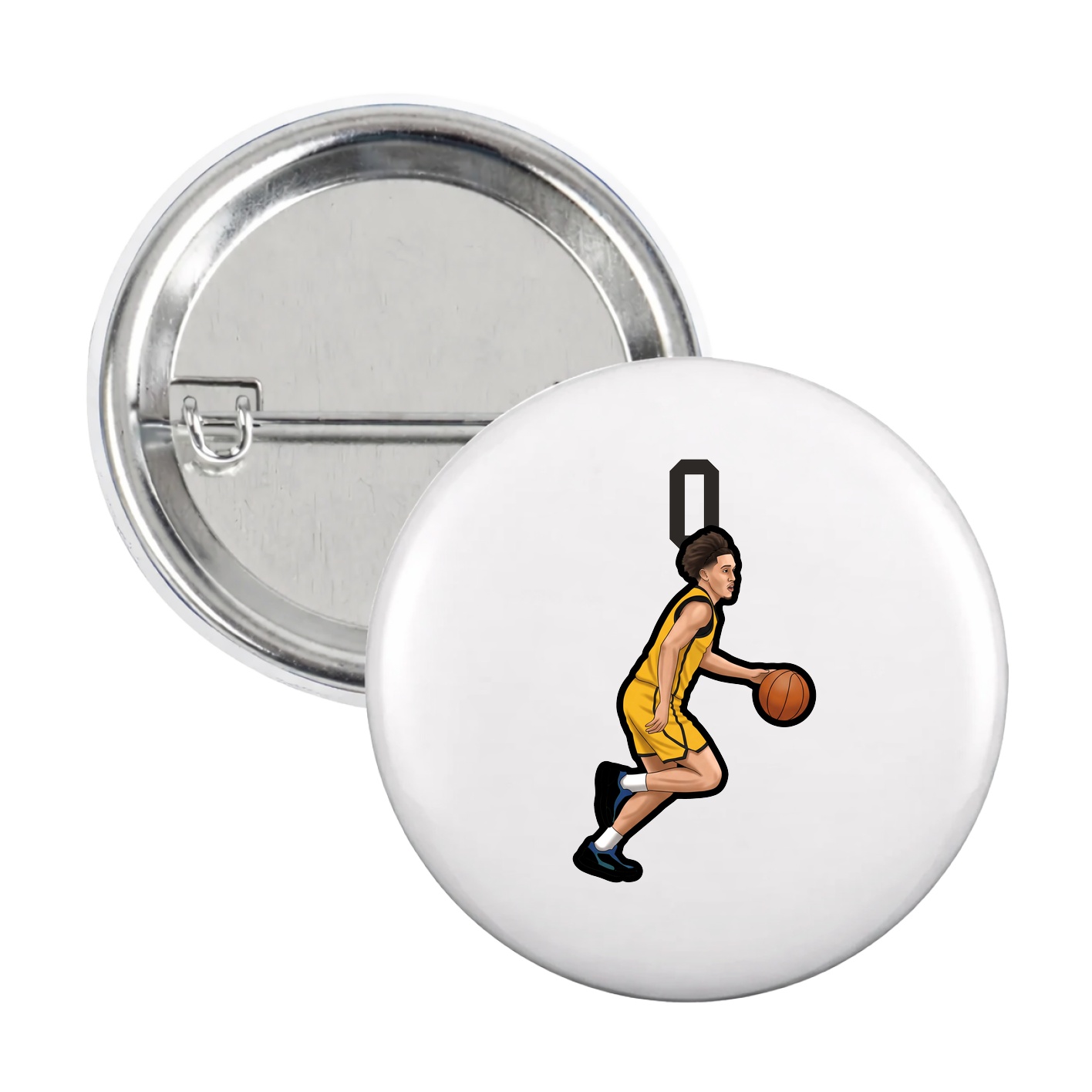 Game Day Button — Number Top in White