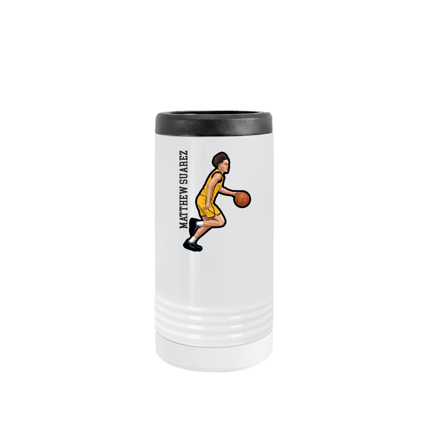 Slim Beverage Holder — Name Vertical in White