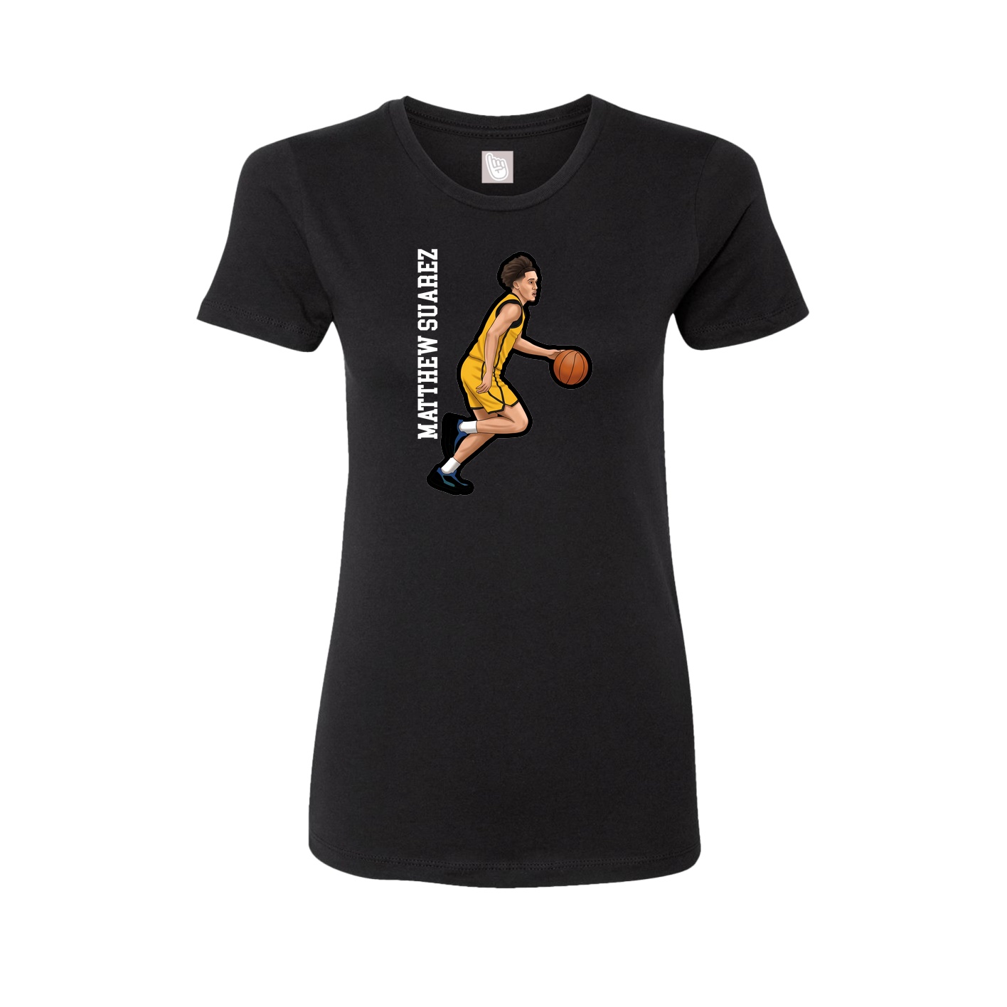 Fitted Women's Tee — Name Vertical in Black