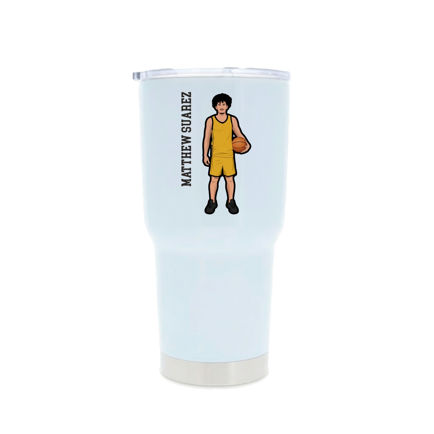30oz Stainless Steel Tumbler — Name Vertical in White