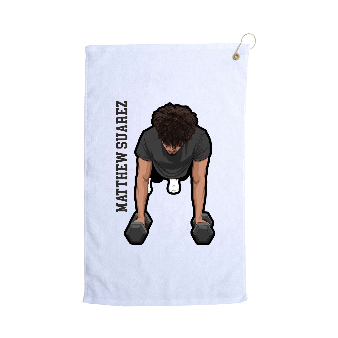 Golf Towel — Name Vertical in White