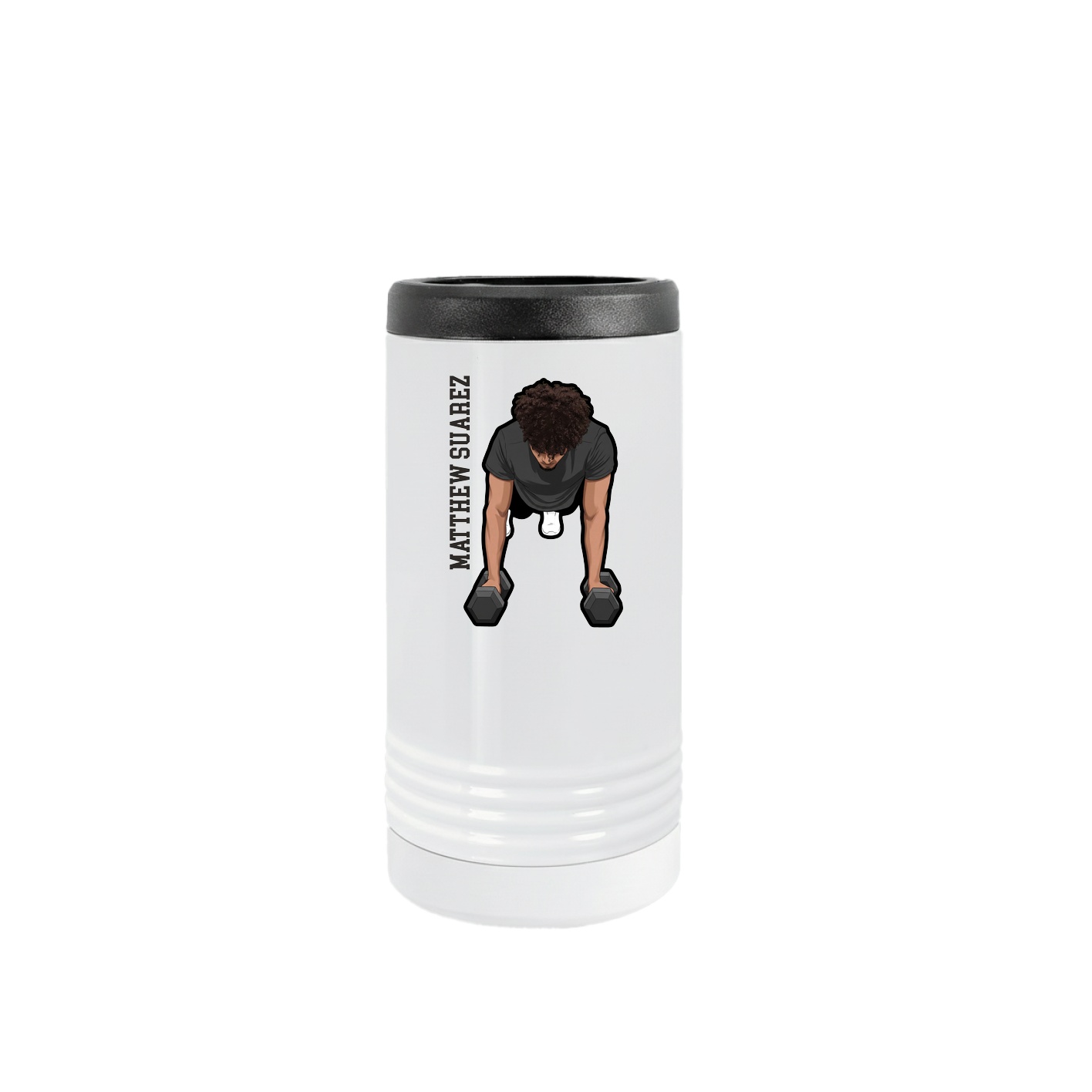 Slim Beverage Holder — Name Vertical in White