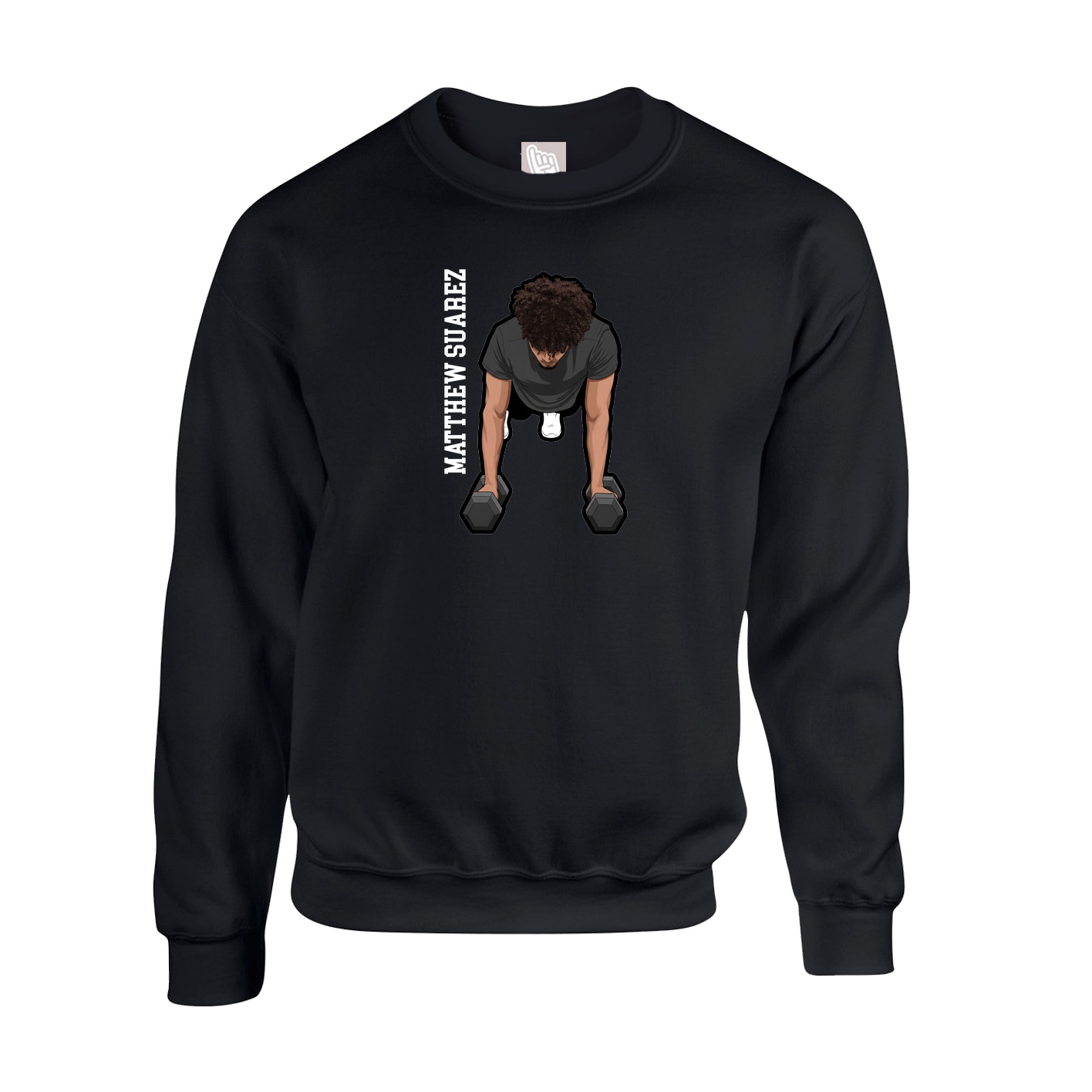 Fleece Crew — Name Vertical in Black