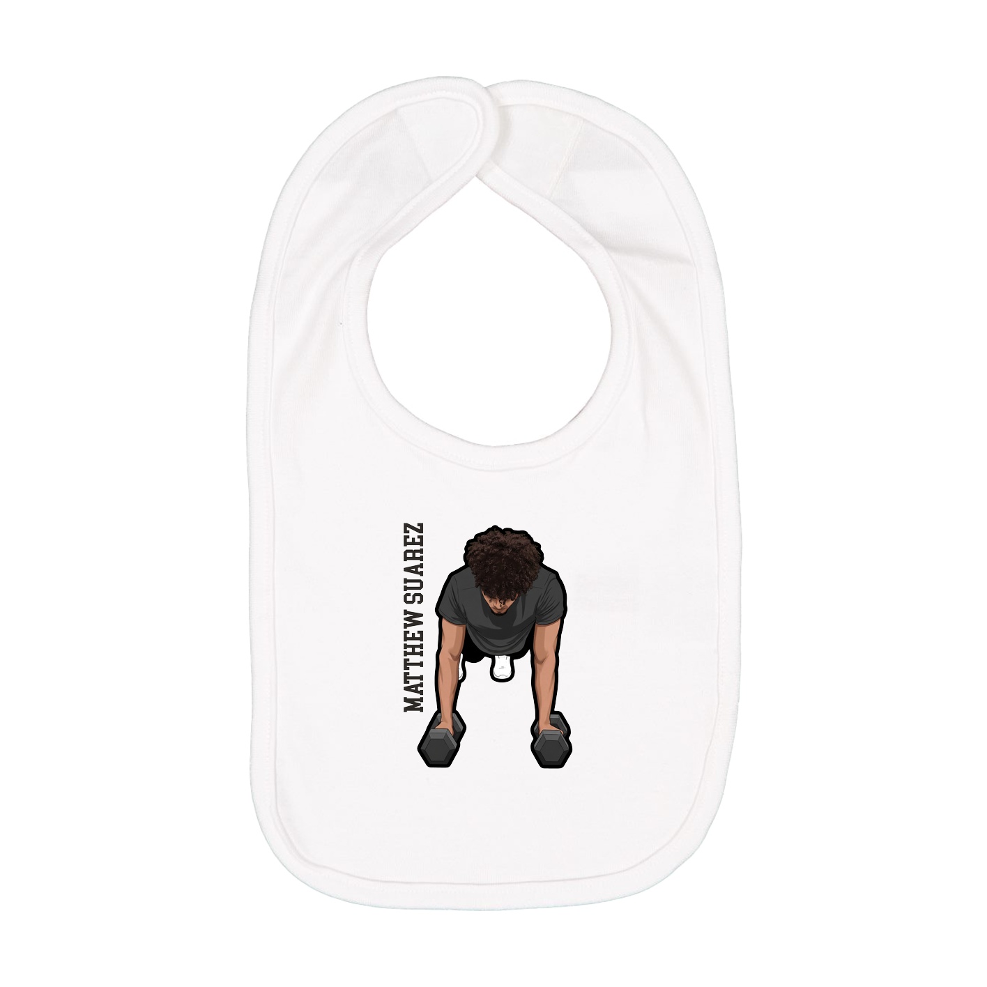 Infant Bib — Name Vertical in White