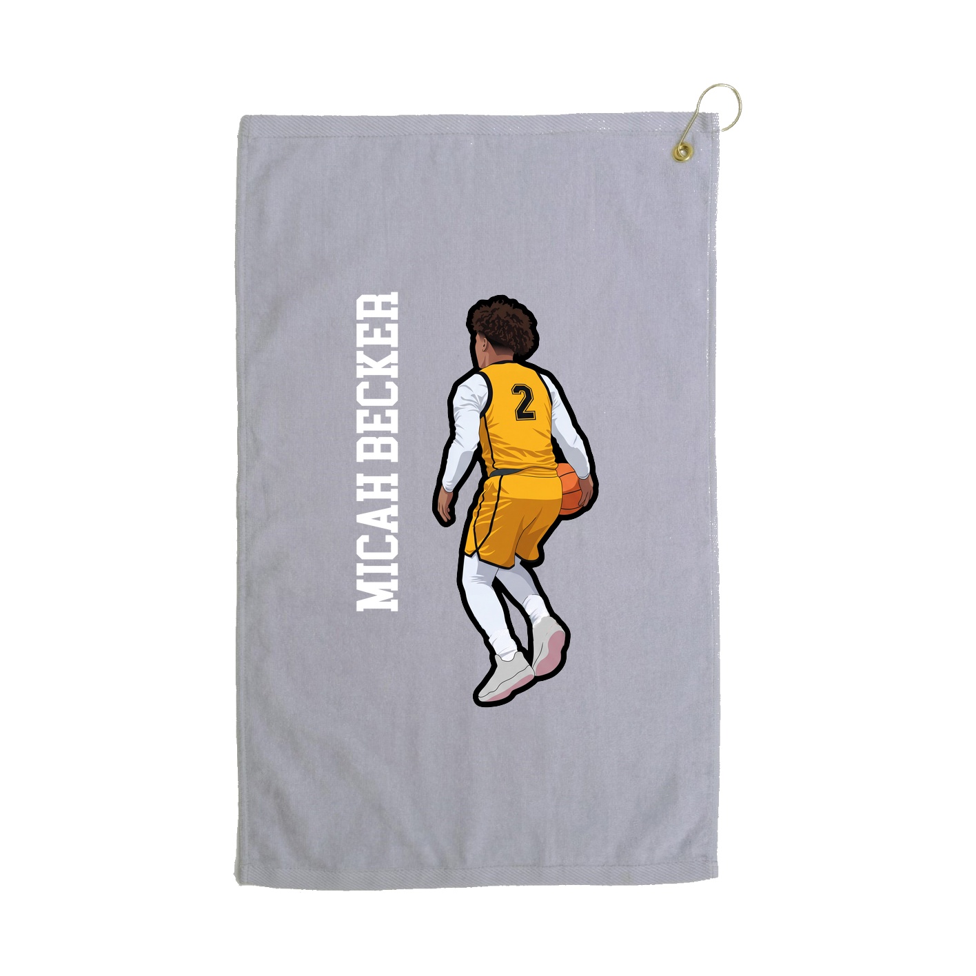 Golf Towel — Name Vertical in Grey