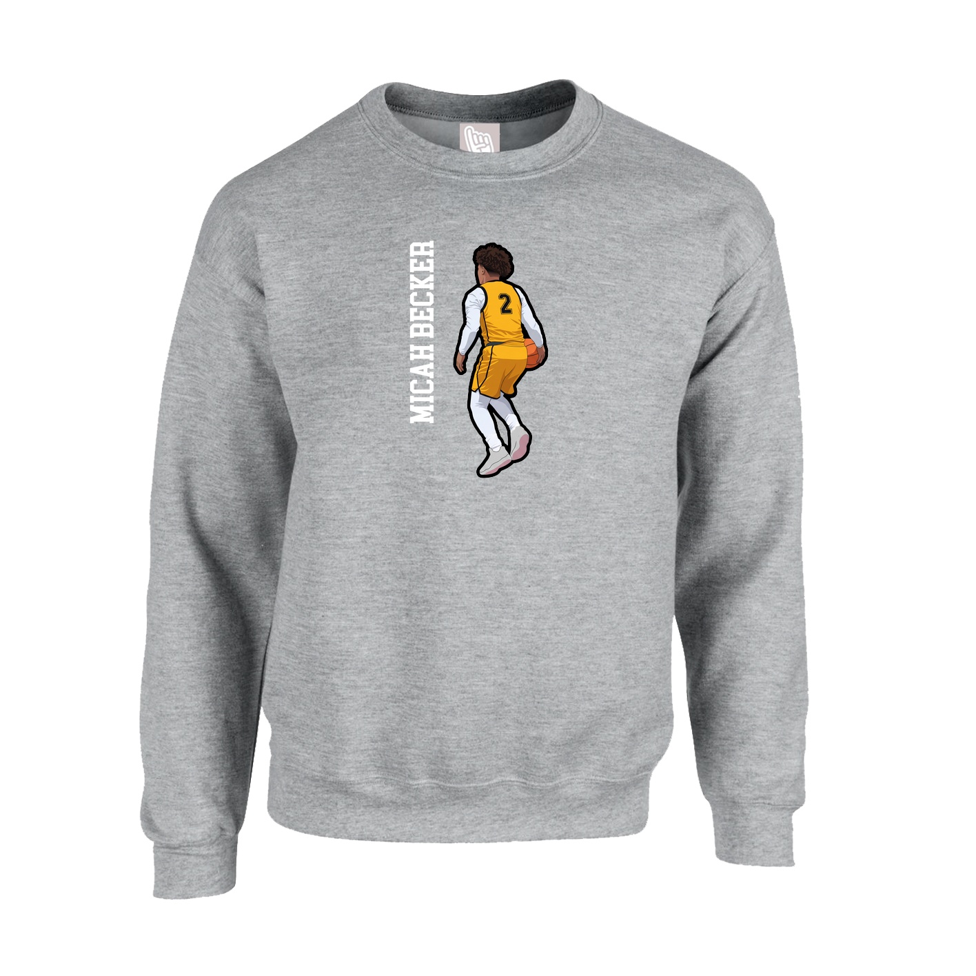 Fleece Crew — Name Vertical in Grey