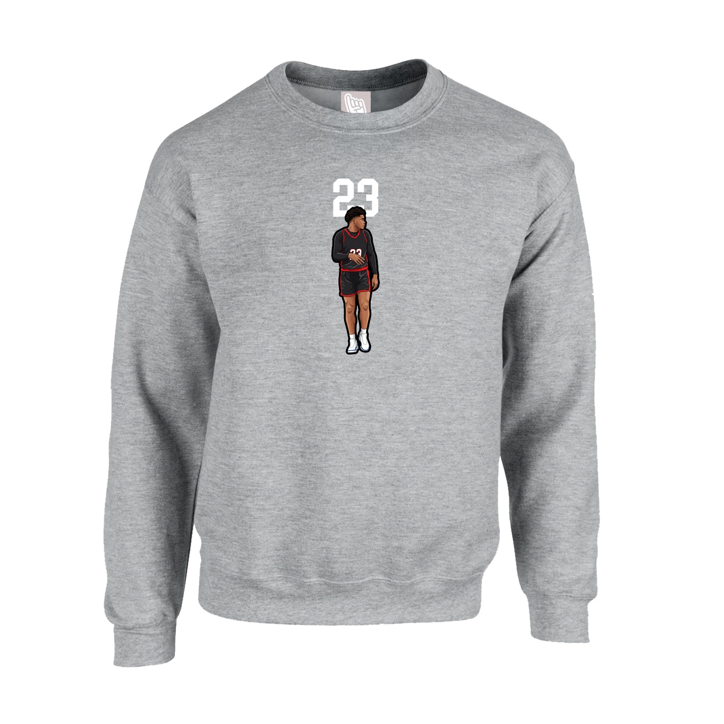 Fleece Crew — Number Top in Grey