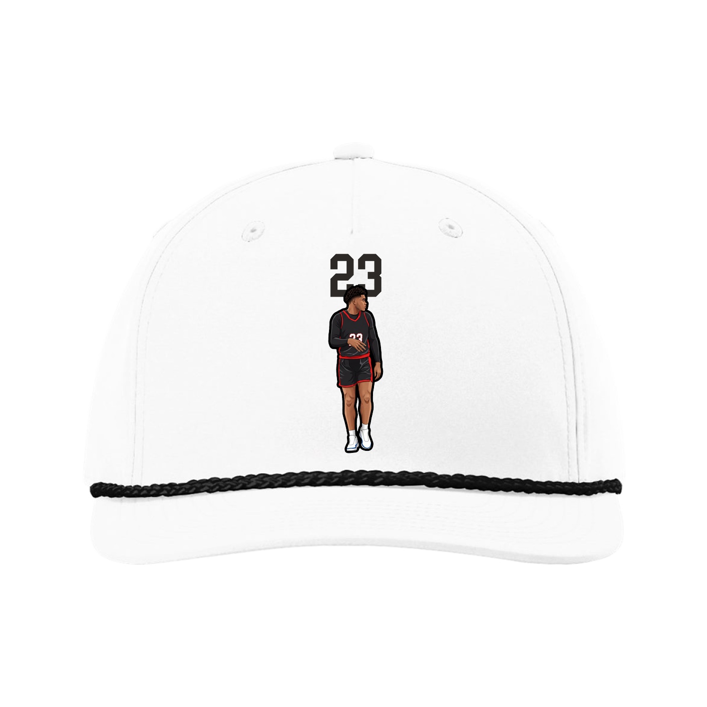 Five-Panel Classic Rope Cap — Number Top in White