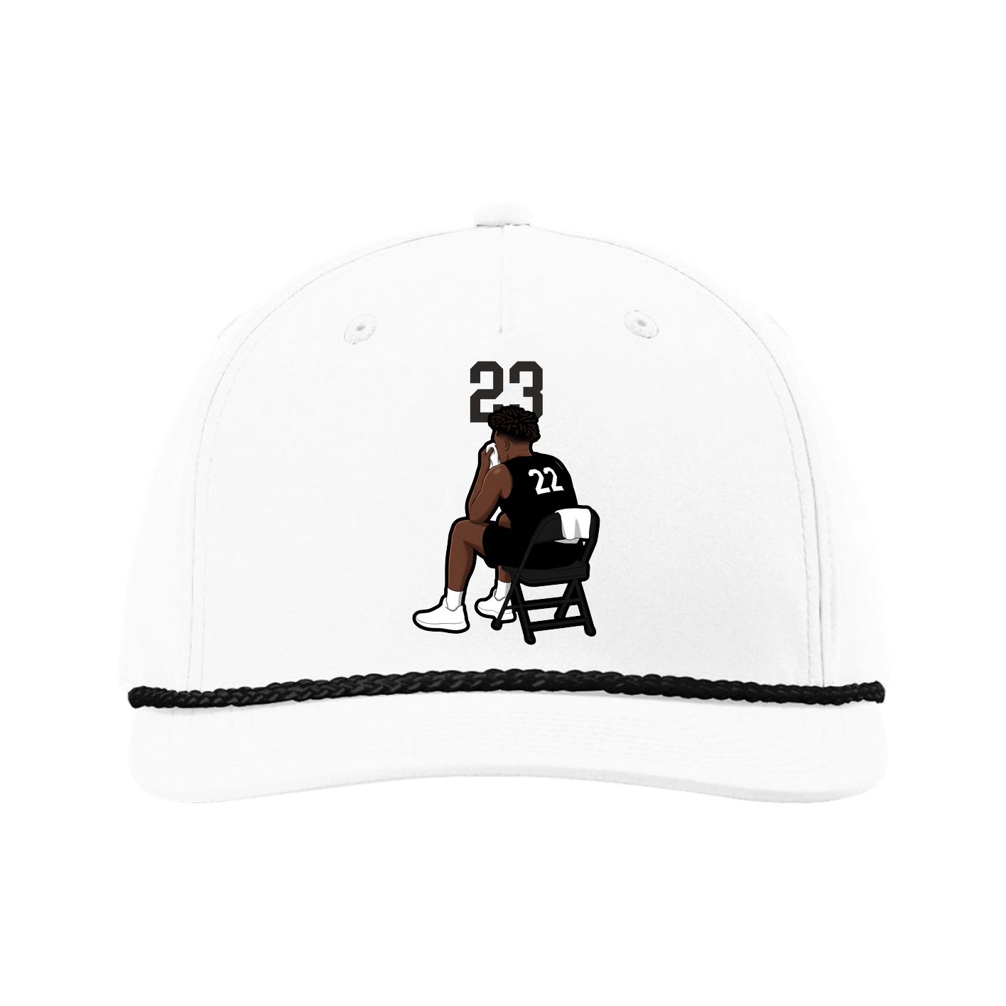Five-Panel Classic Rope Cap — Number Top in White