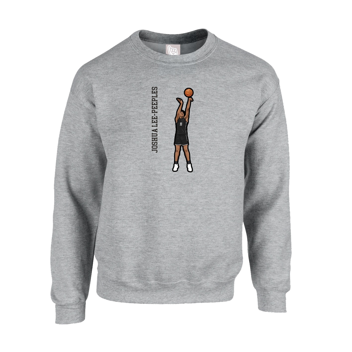 Fleece Crew — Name Vertical in Grey