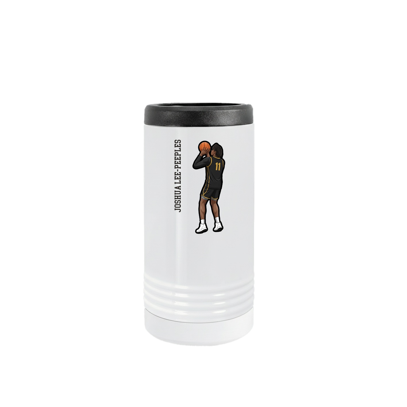Slim Beverage Holder — Name Vertical in White