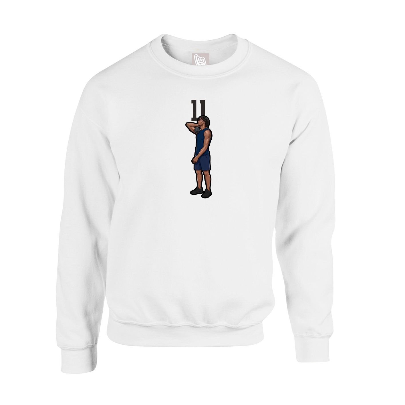 Fleece Crew — Number Top in White
