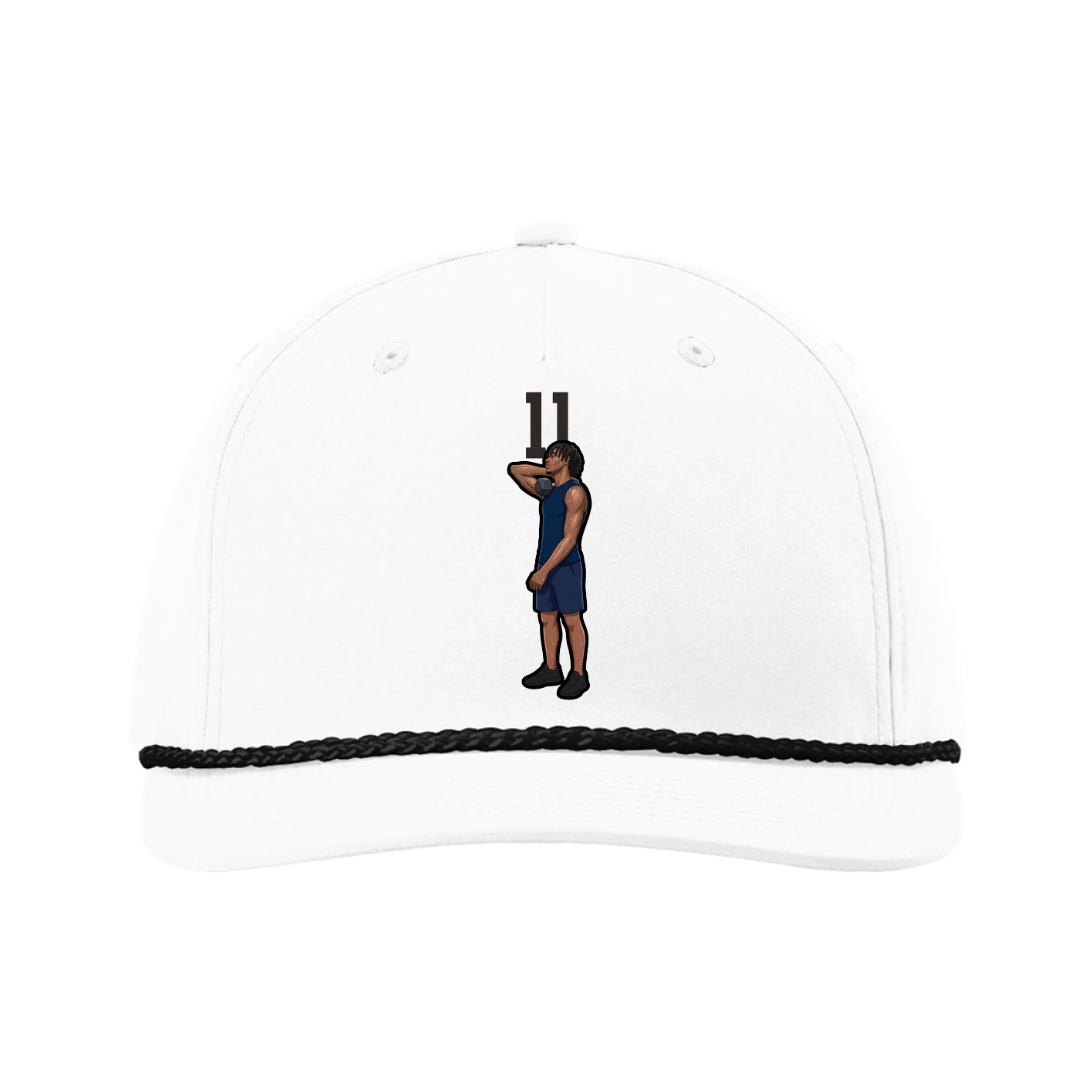 Five-Panel Classic Rope Cap — Number Top in White