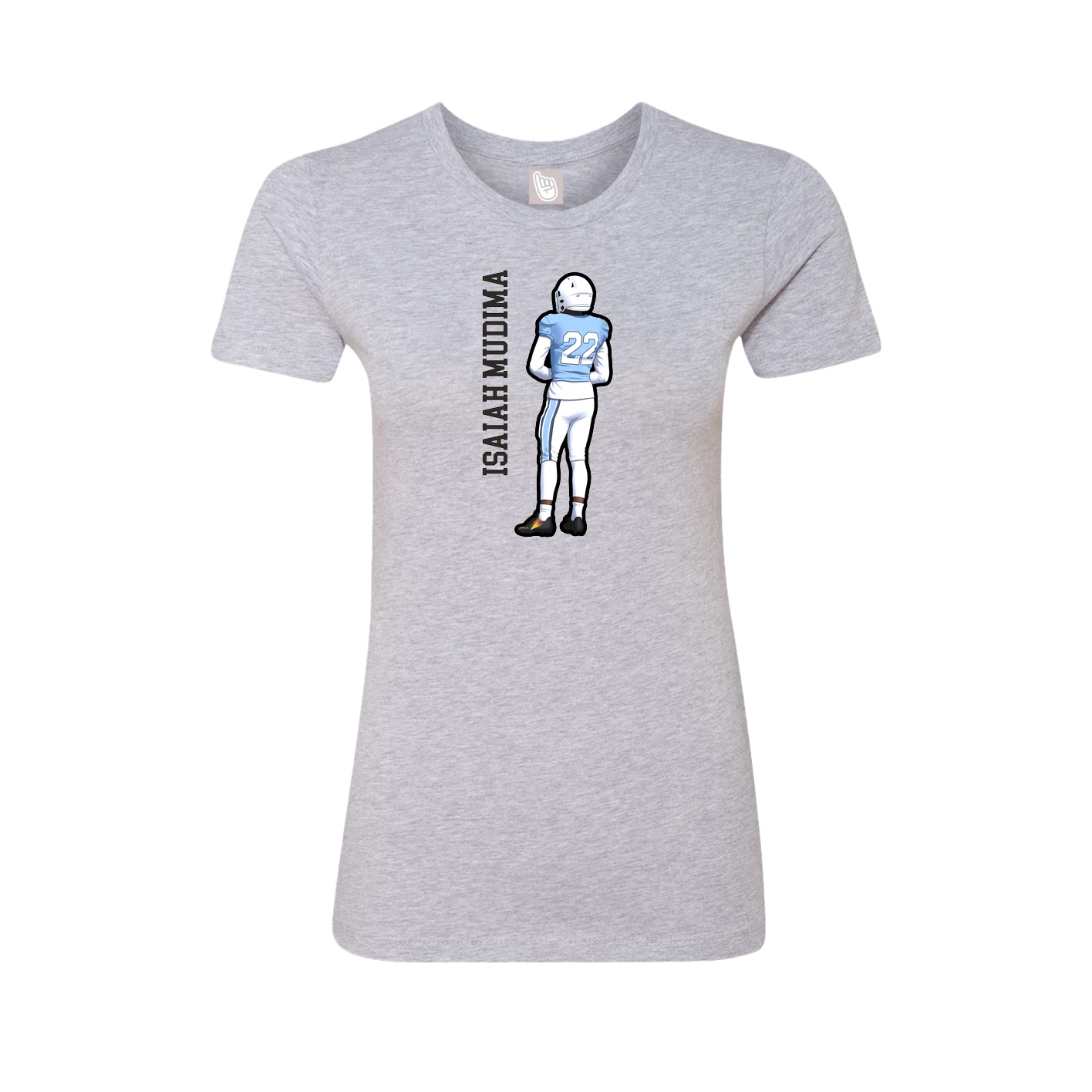 Fitted Women's Tee — Name Vertical in Grey