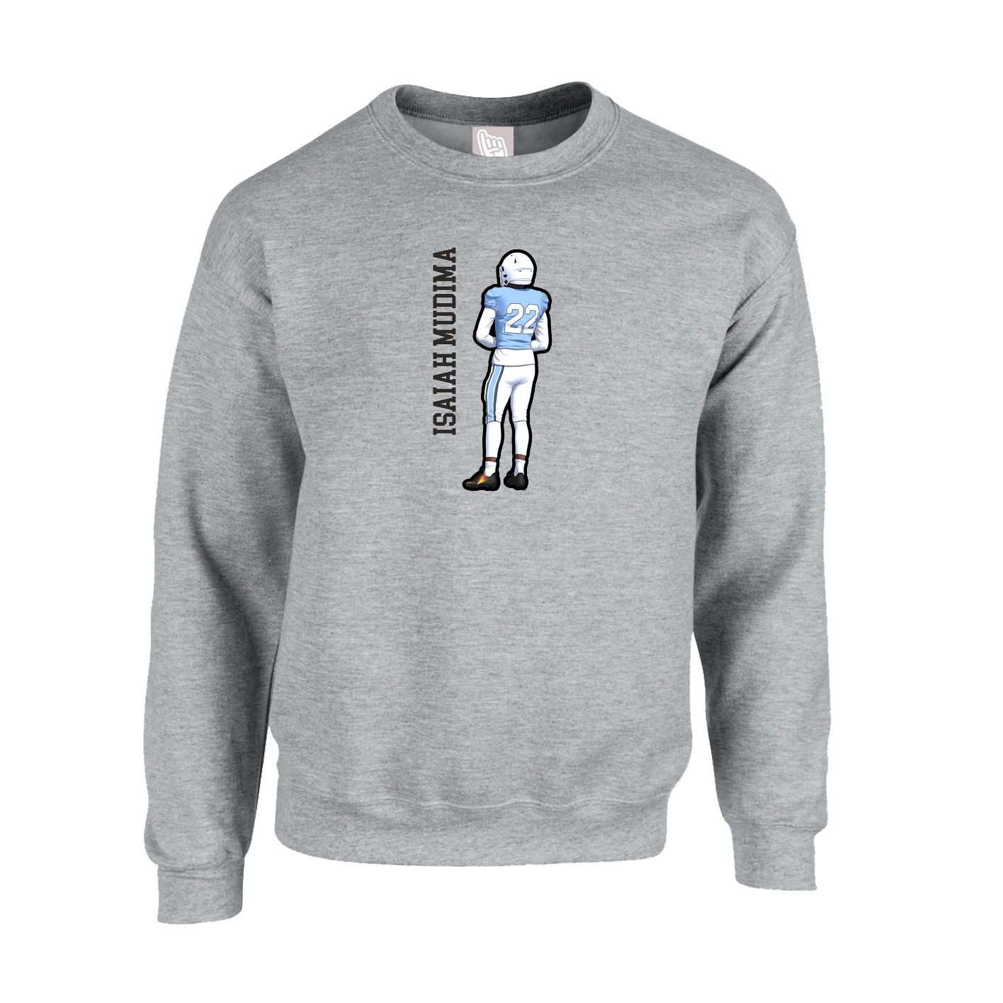 Fleece Crew — Name Vertical in Grey