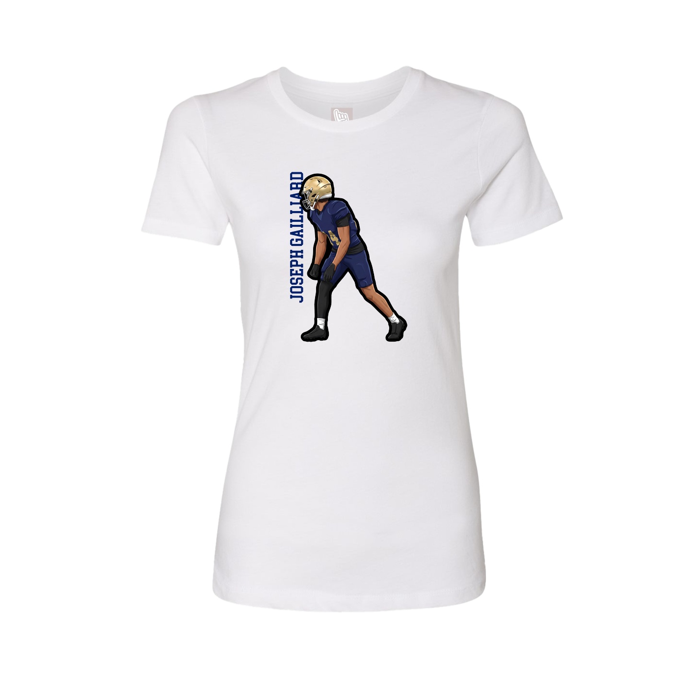 Fitted Women's Tee — Name Vertical in White