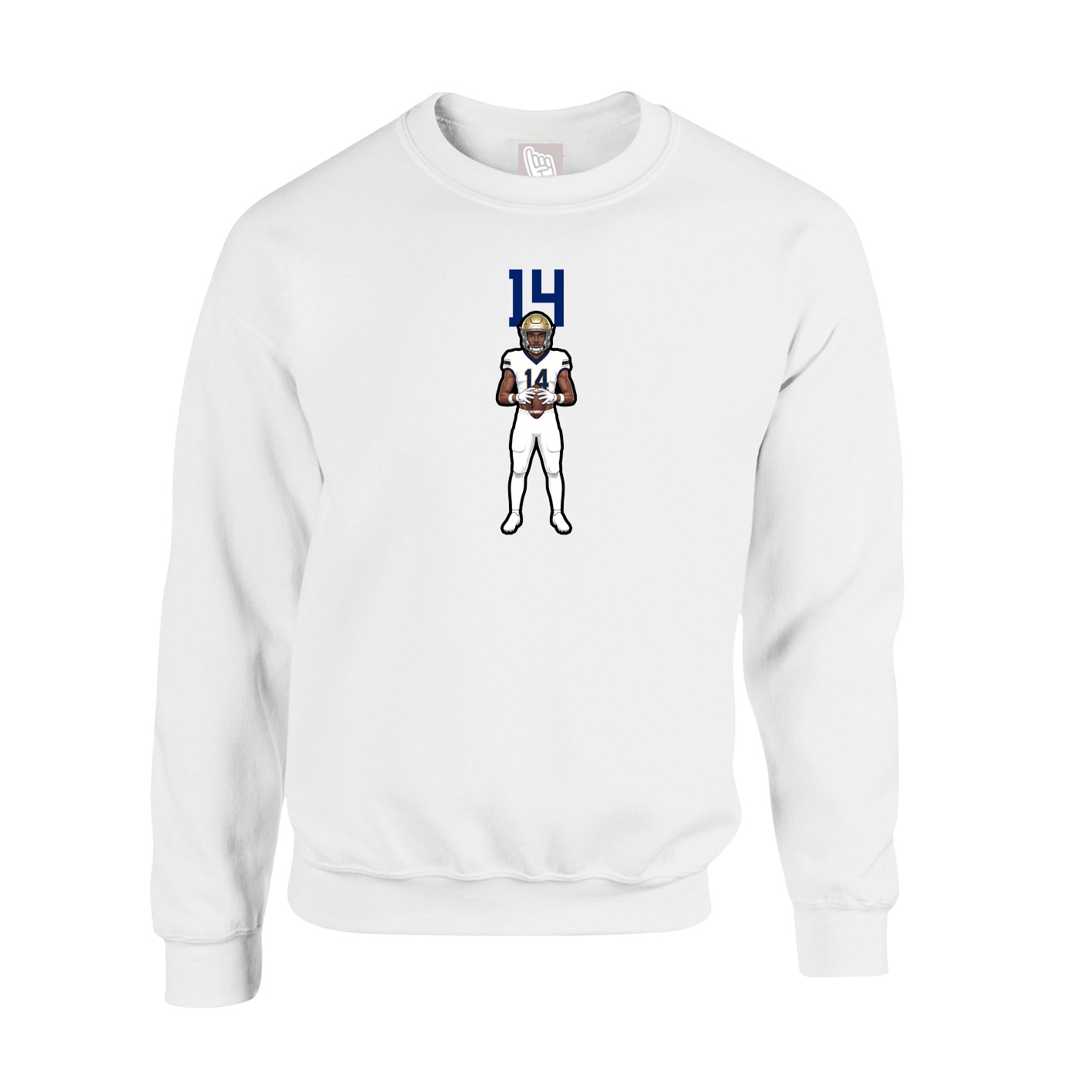 Fleece Crew — Number Top in White