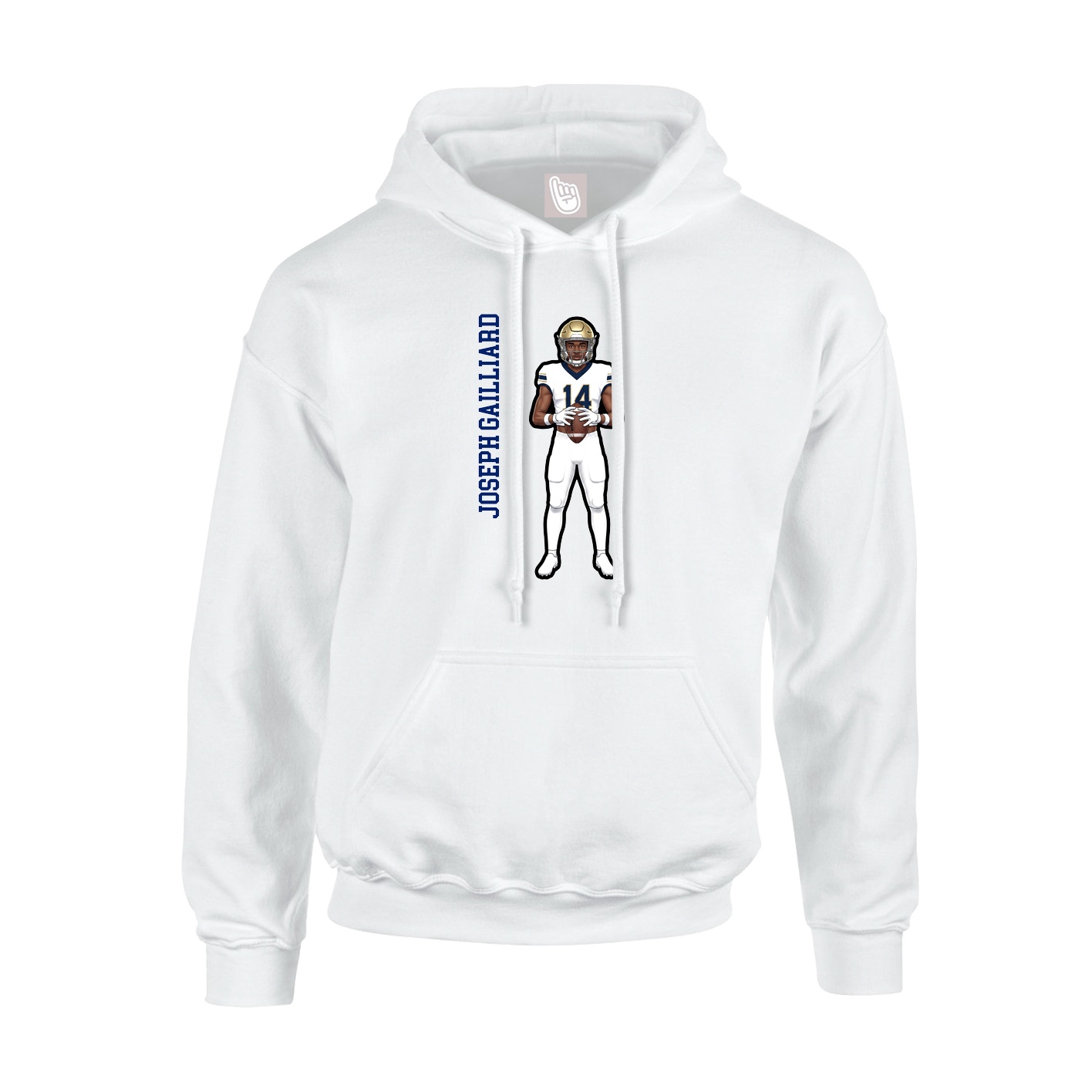 Youth Hoodie — Name Vertical in White