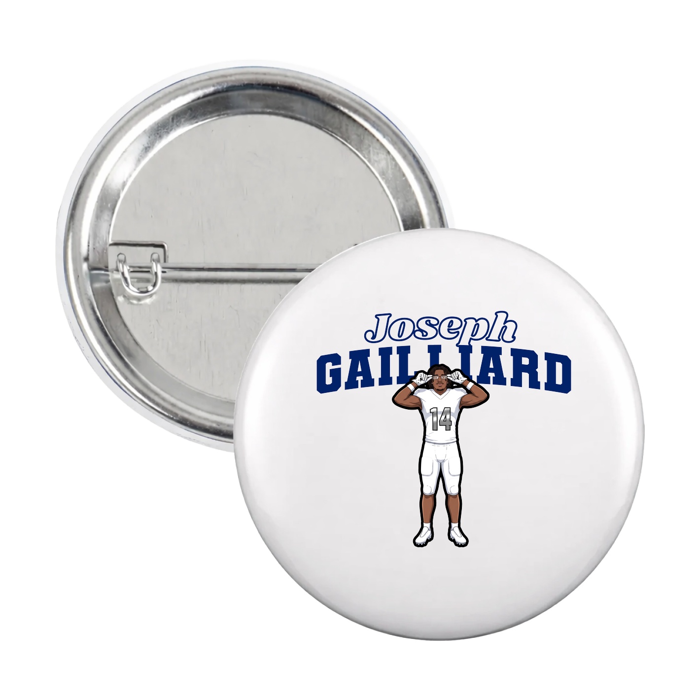 Game Day Button — Name Arch in White