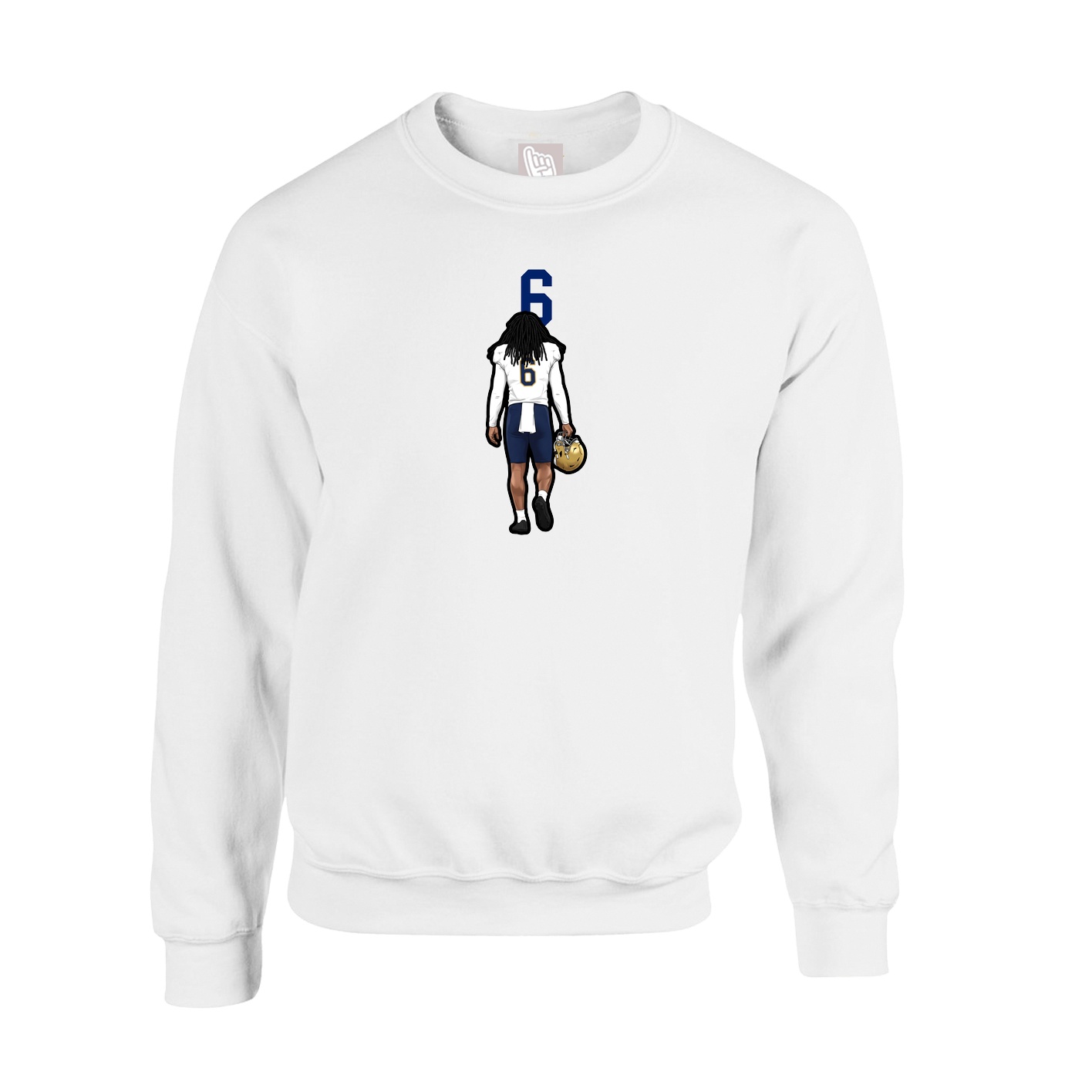 Fleece Crew — Number Top in White