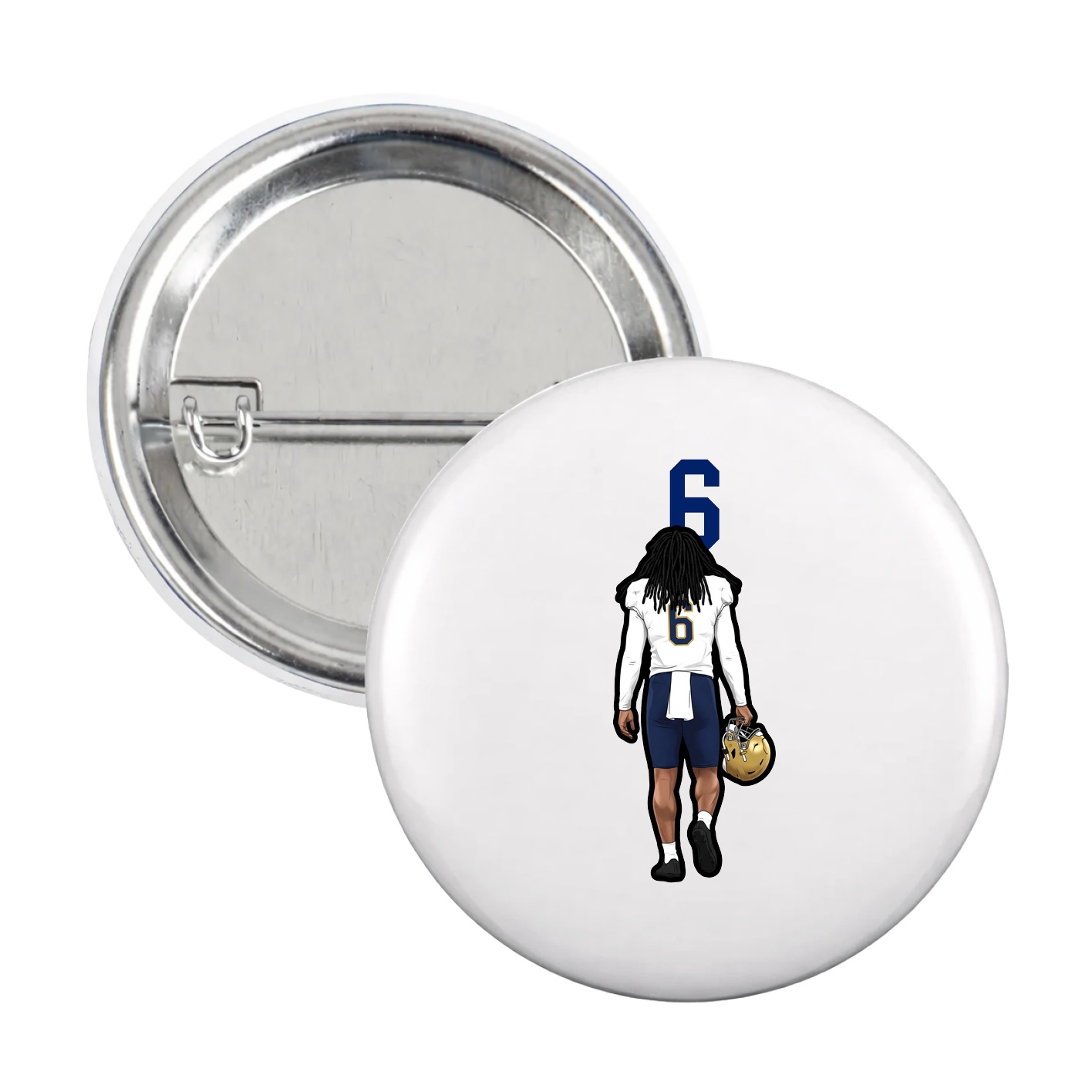 Game Day Button — Number Top in White
