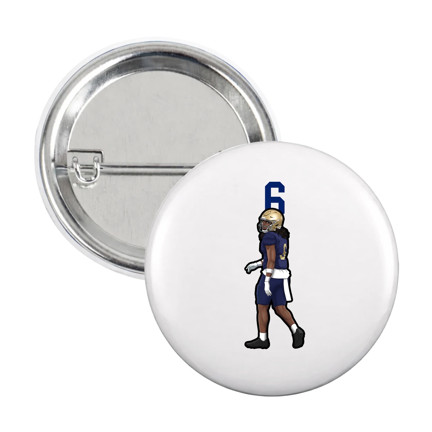 Game Day Button — Number Top in White