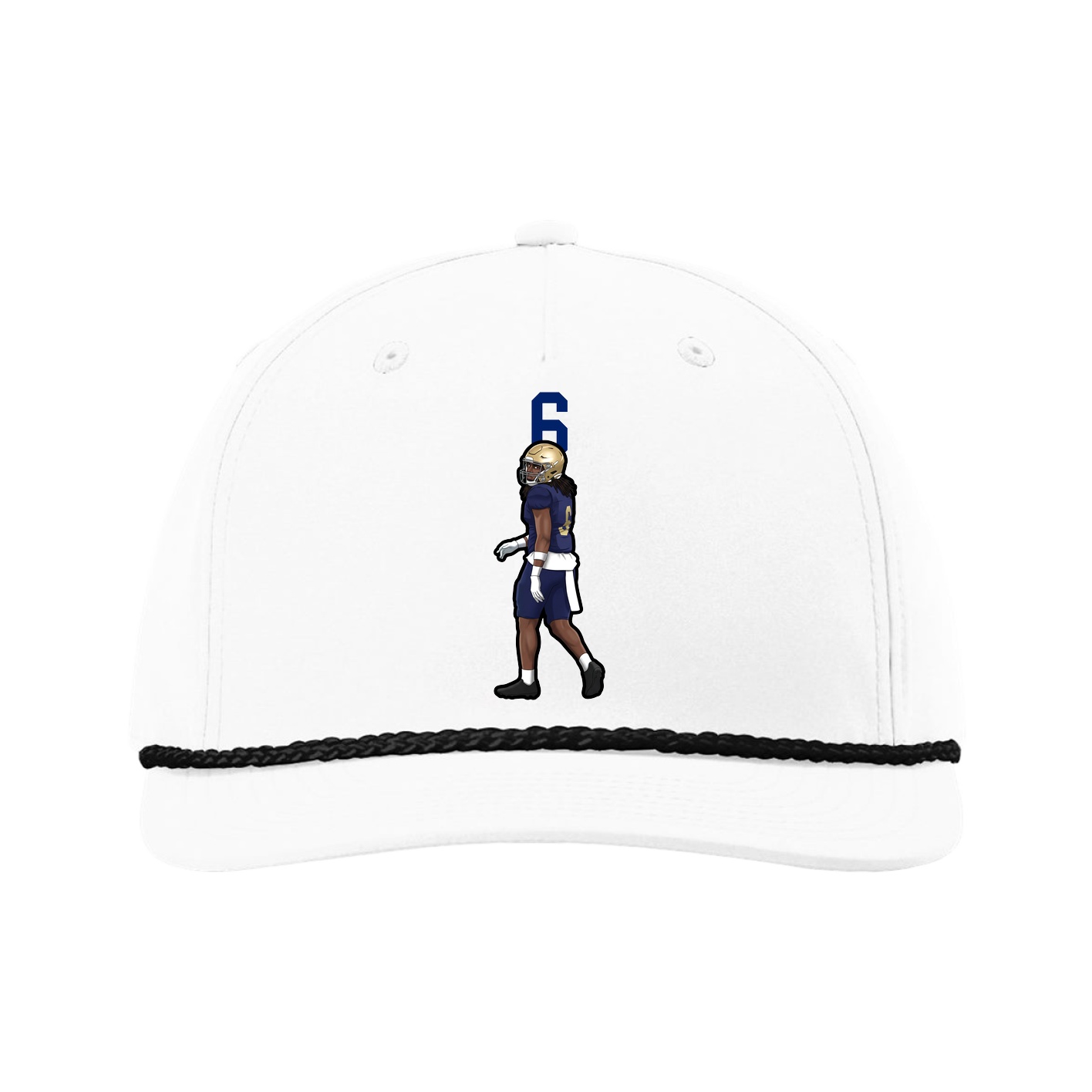 Five-Panel Classic Rope Cap — Number Top in White
