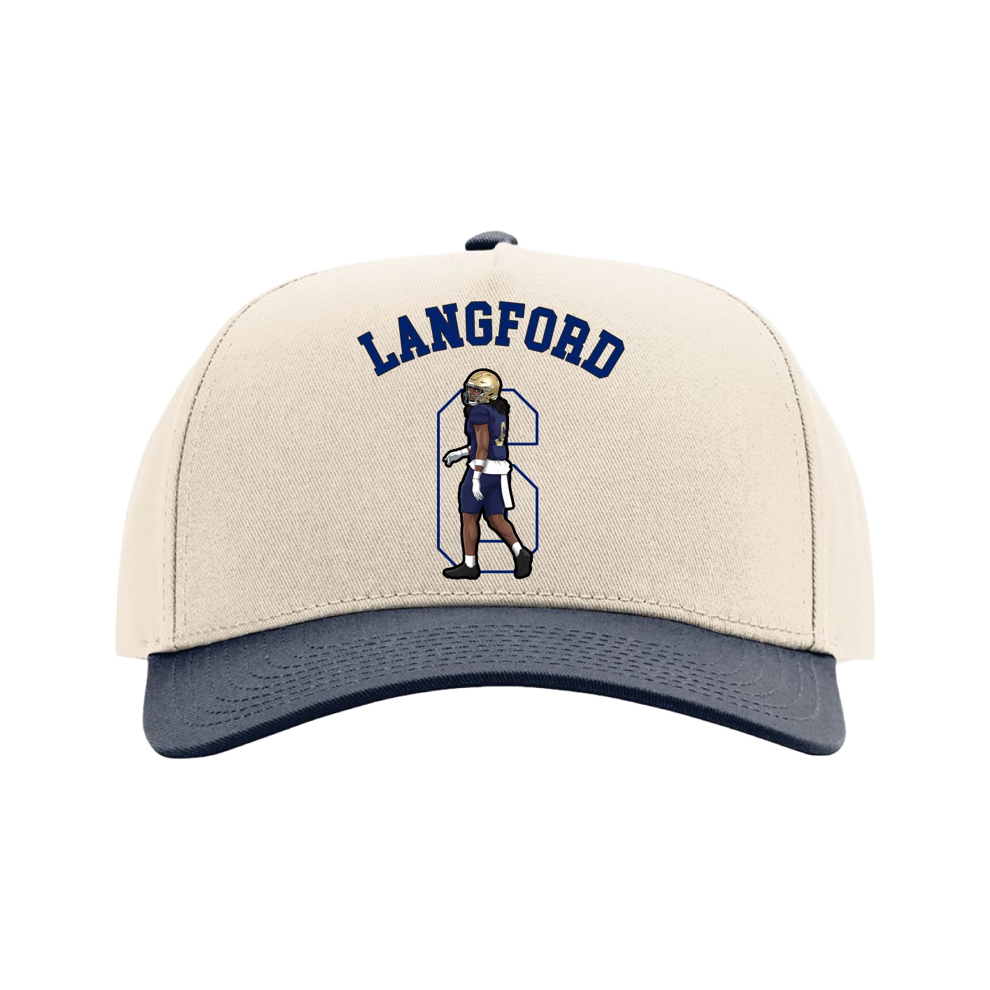 Full Fabric Five-Panel Champ Cap — Shirsey Arch in Cream/Navy