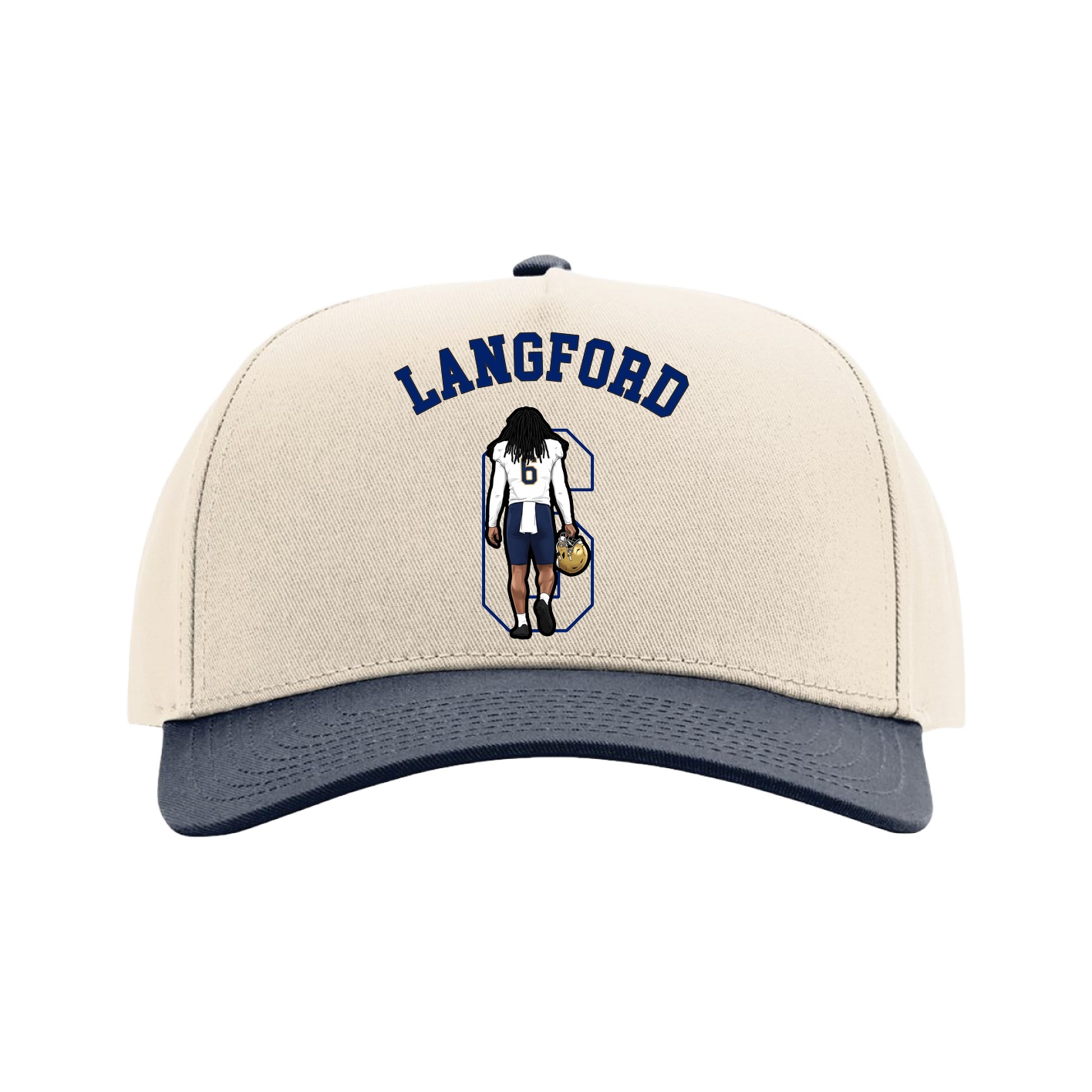 Full Fabric Five-Panel Champ Cap — Shirsey Arch in Cream/Navy
