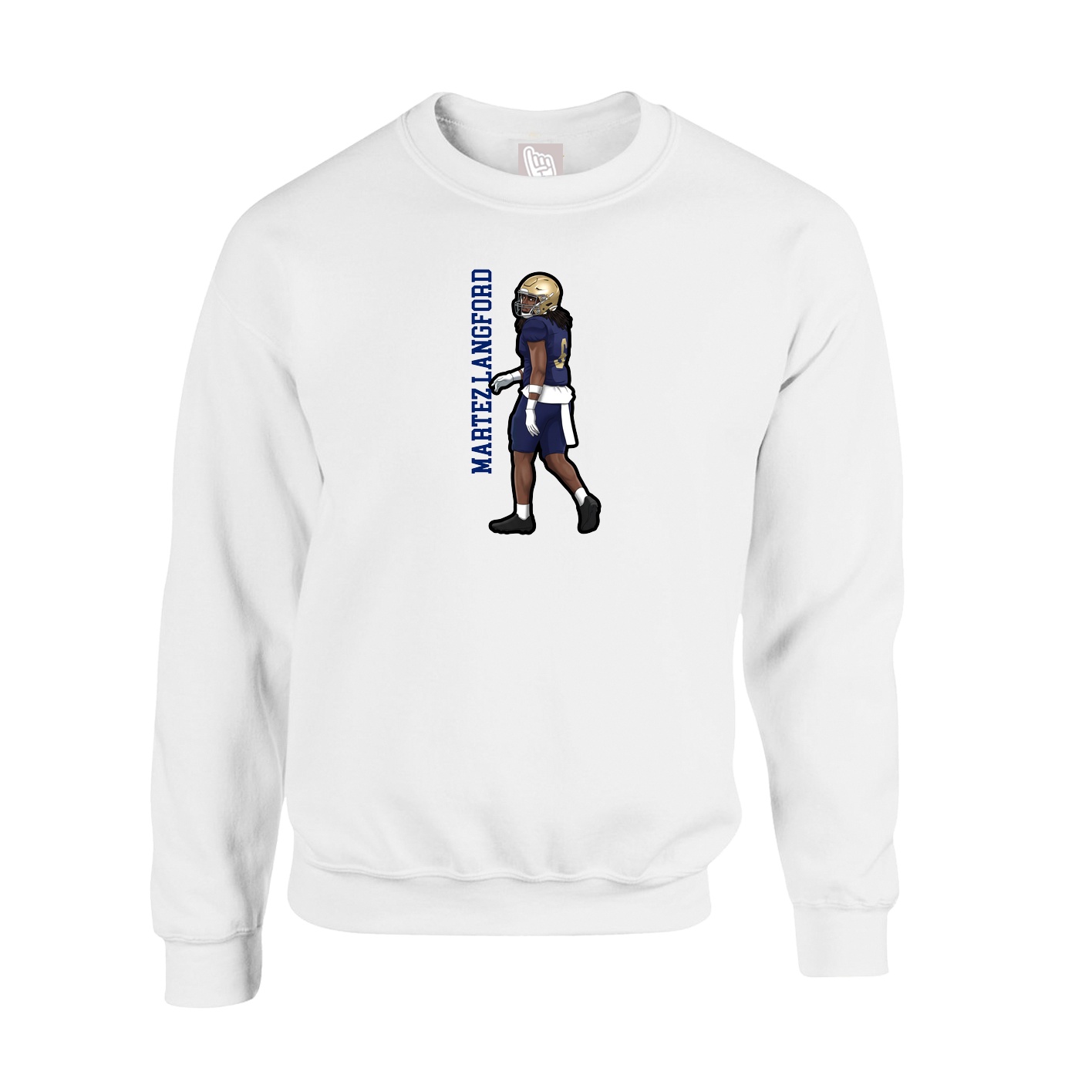 Fleece Crew — Name Vertical in White