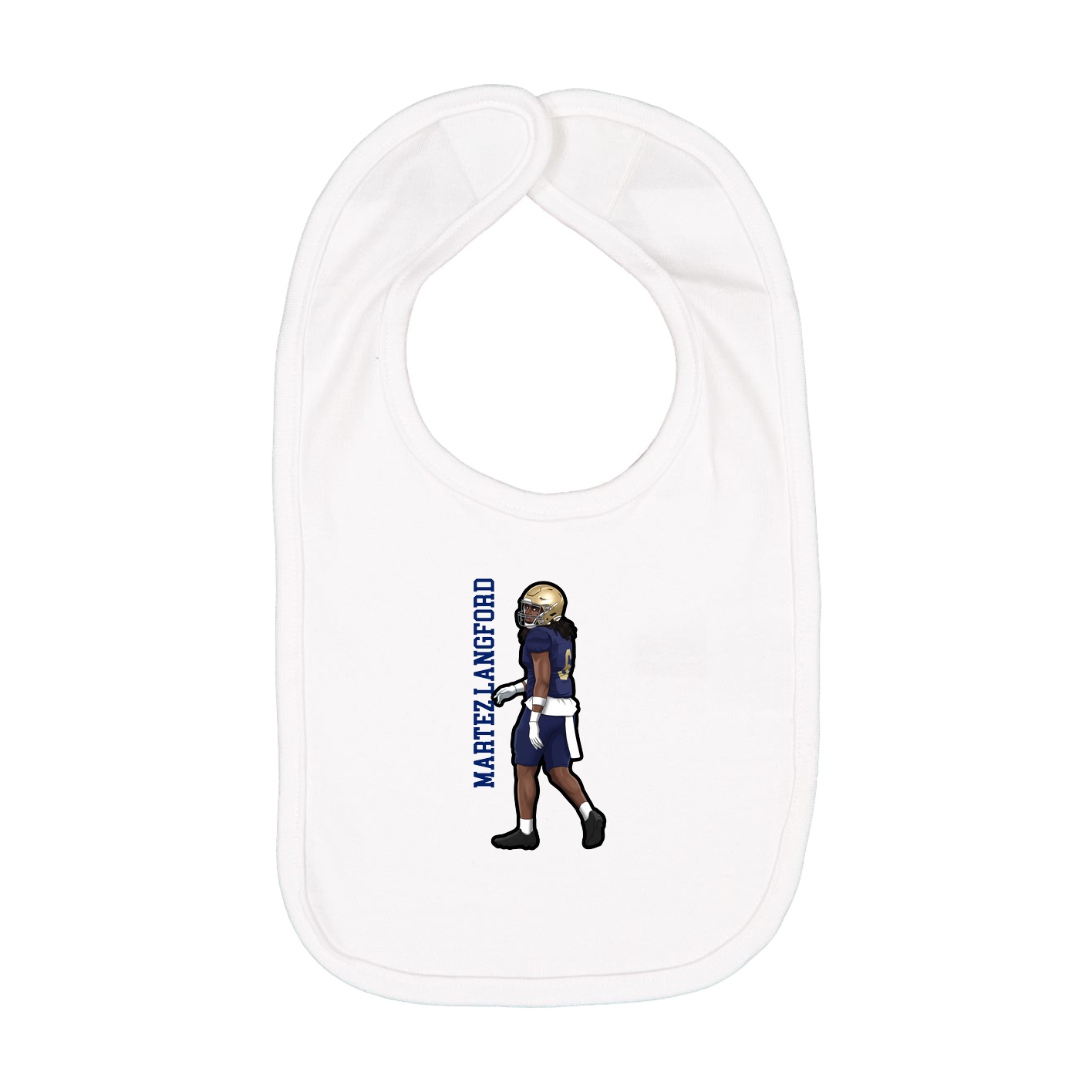 Infant Bib — Name Vertical in White