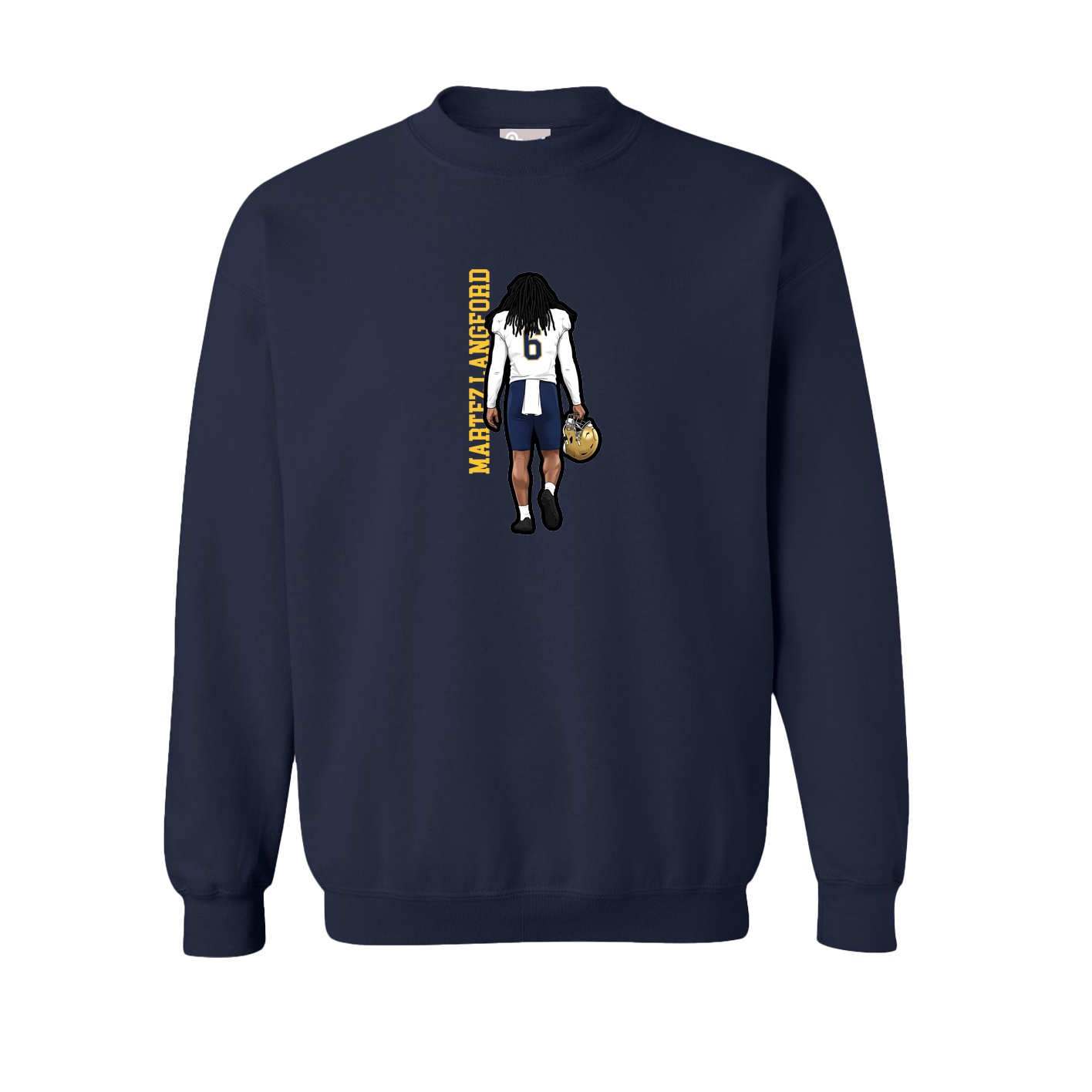 Fleece Crew — Name Vertical in Navy