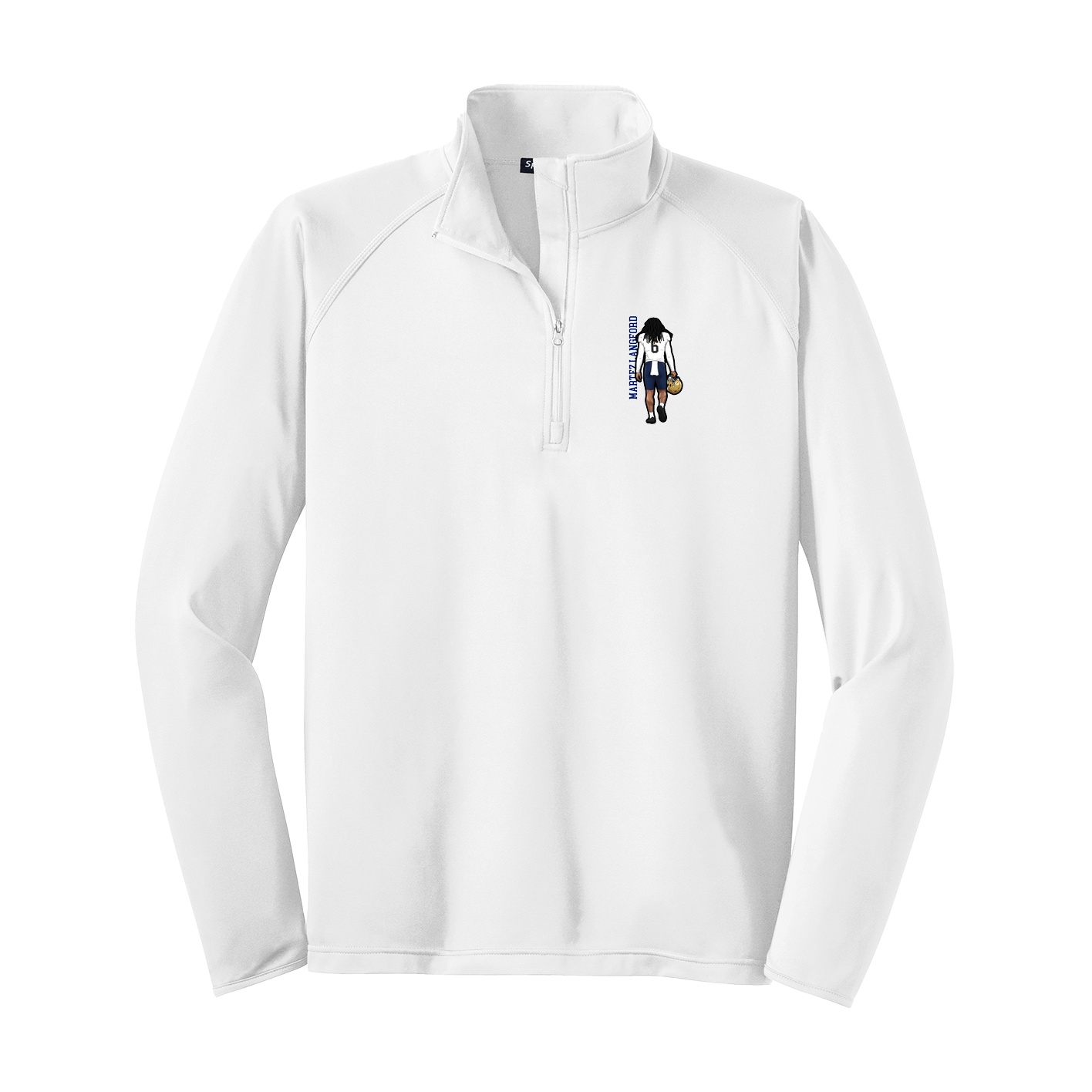Q-Zip Pullover — Name Vertical in White