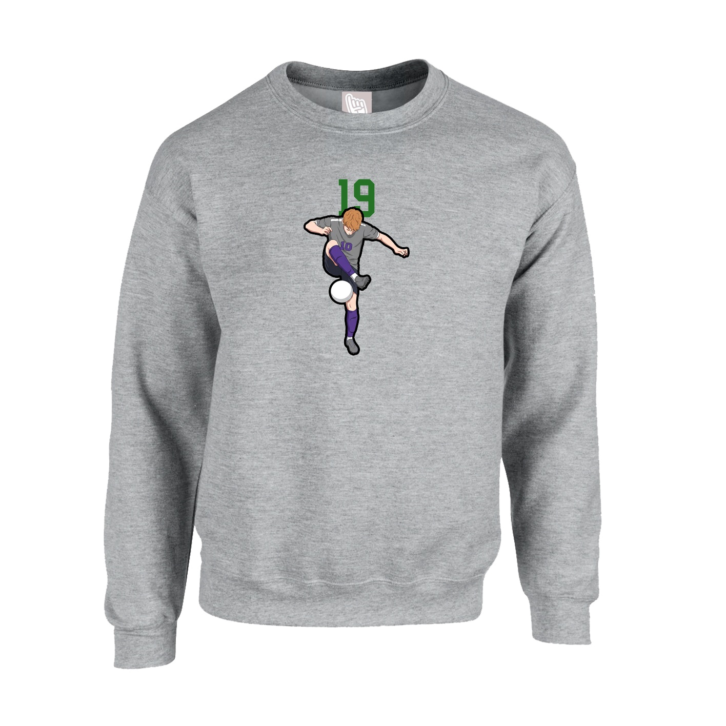 Fleece Crew — Number Top in Grey