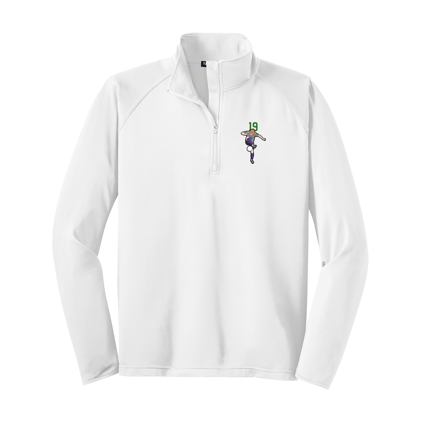 Q-Zip Pullover — Number Top in White
