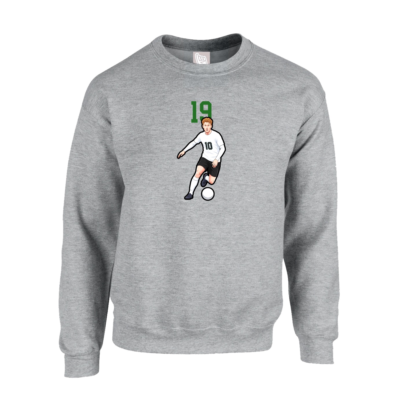 Fleece Crew — Number Top in Grey