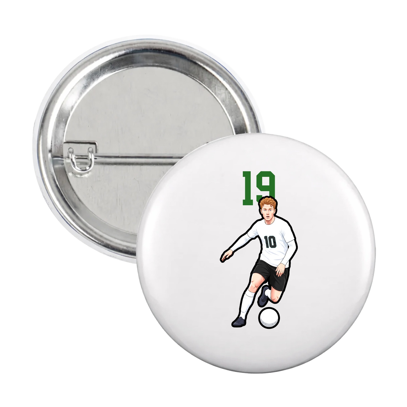 Game Day Button — Number Top in White