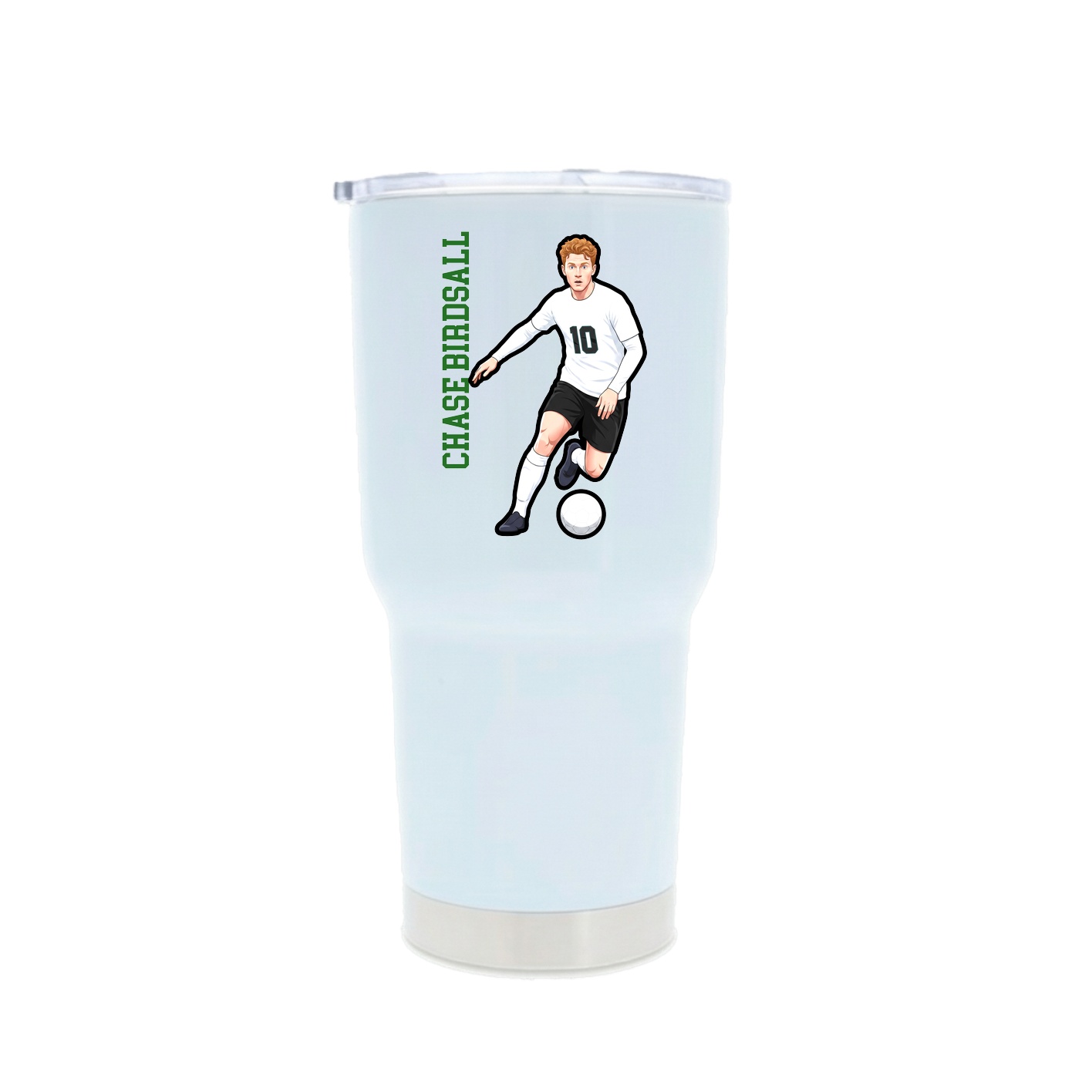 30oz Stainless Steel Tumbler — Name Vertical in White