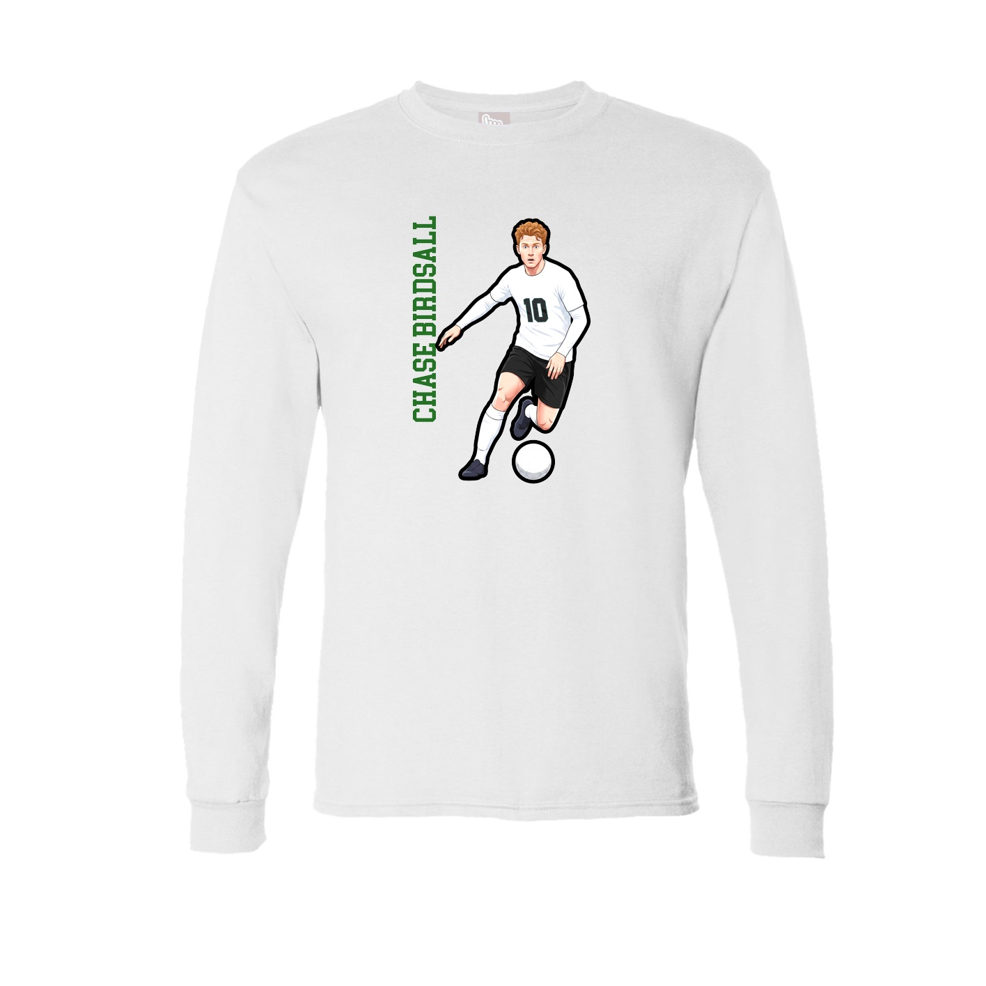 Long Sleeve Tee — Name Vertical in White