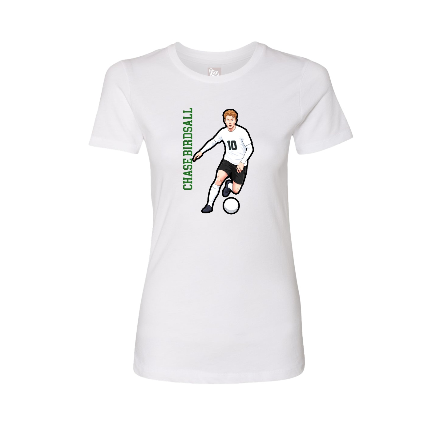 Womens Tee — Name Vertical in White