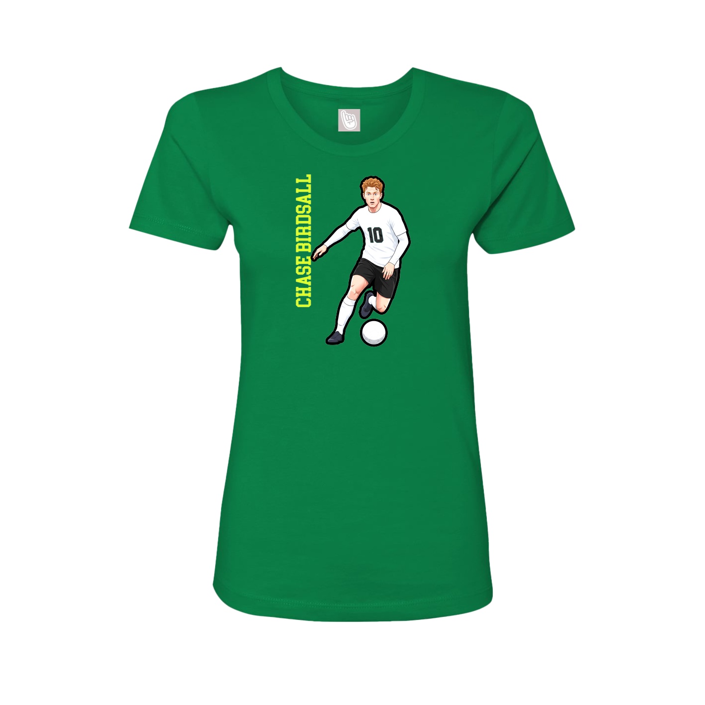 Fitted Women's Tee — Name Vertical in Green