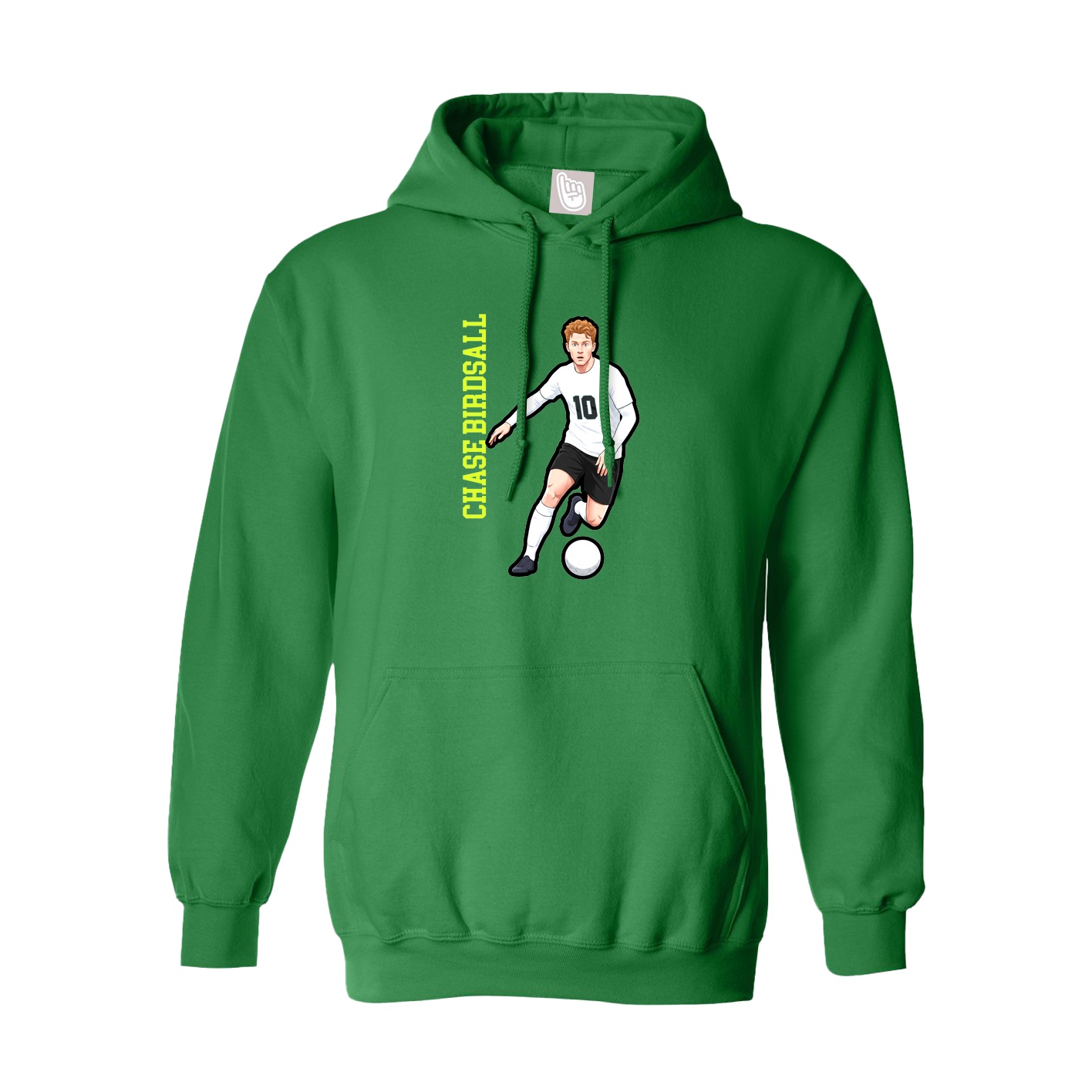 Youth Hoodie — Name Vertical in Green