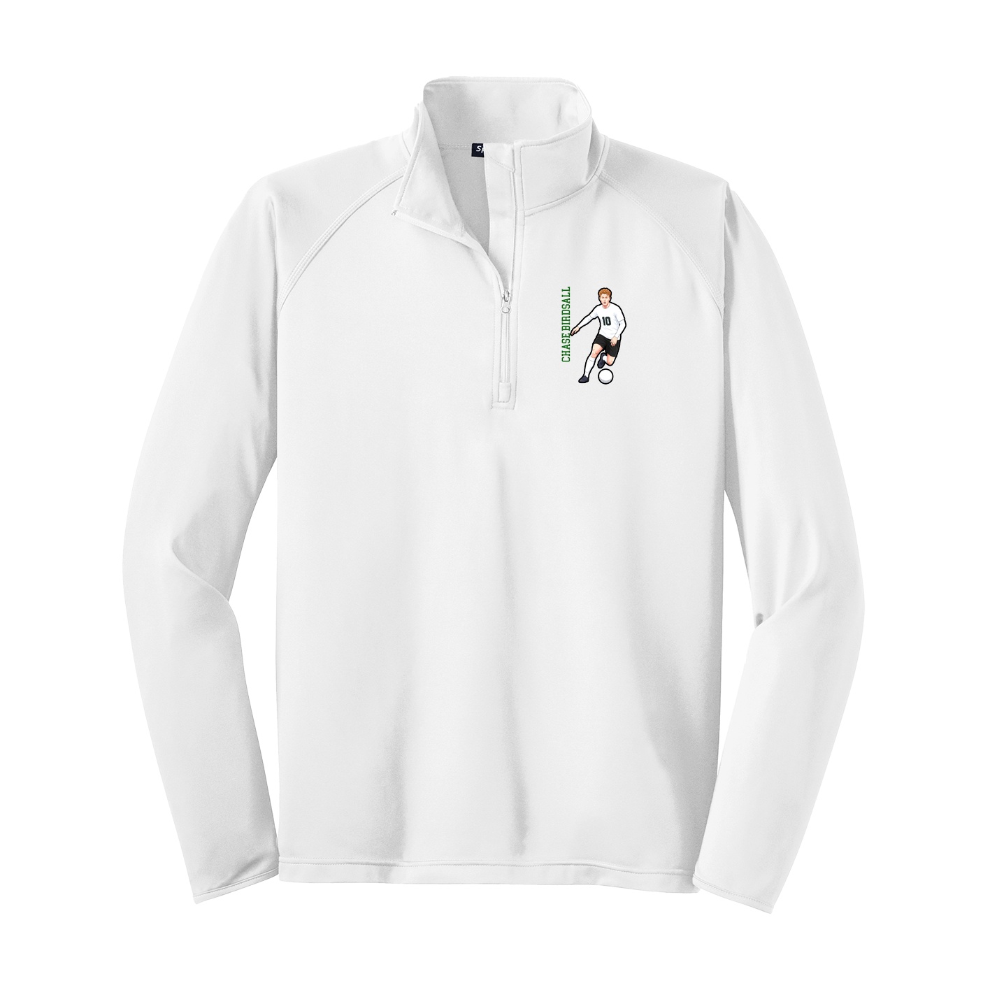 Q-Zip Pullover — Name Vertical in White