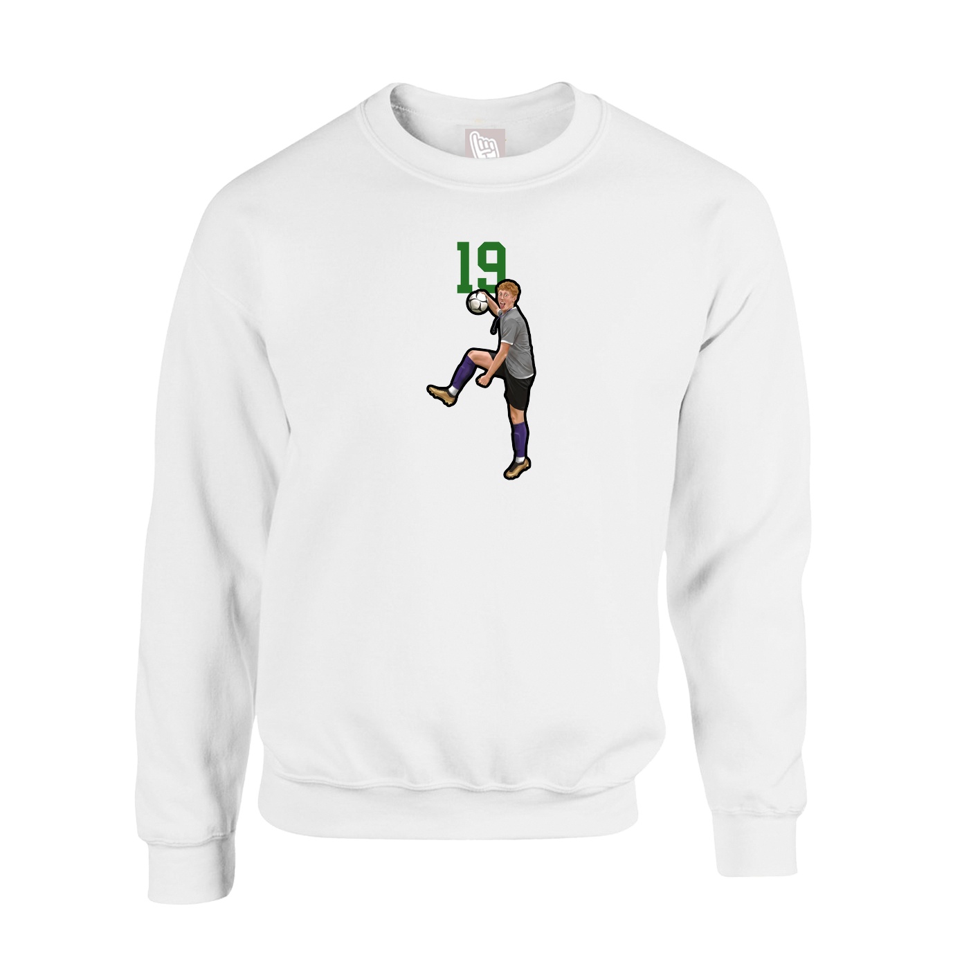 Fleece Crew — Number Top in White