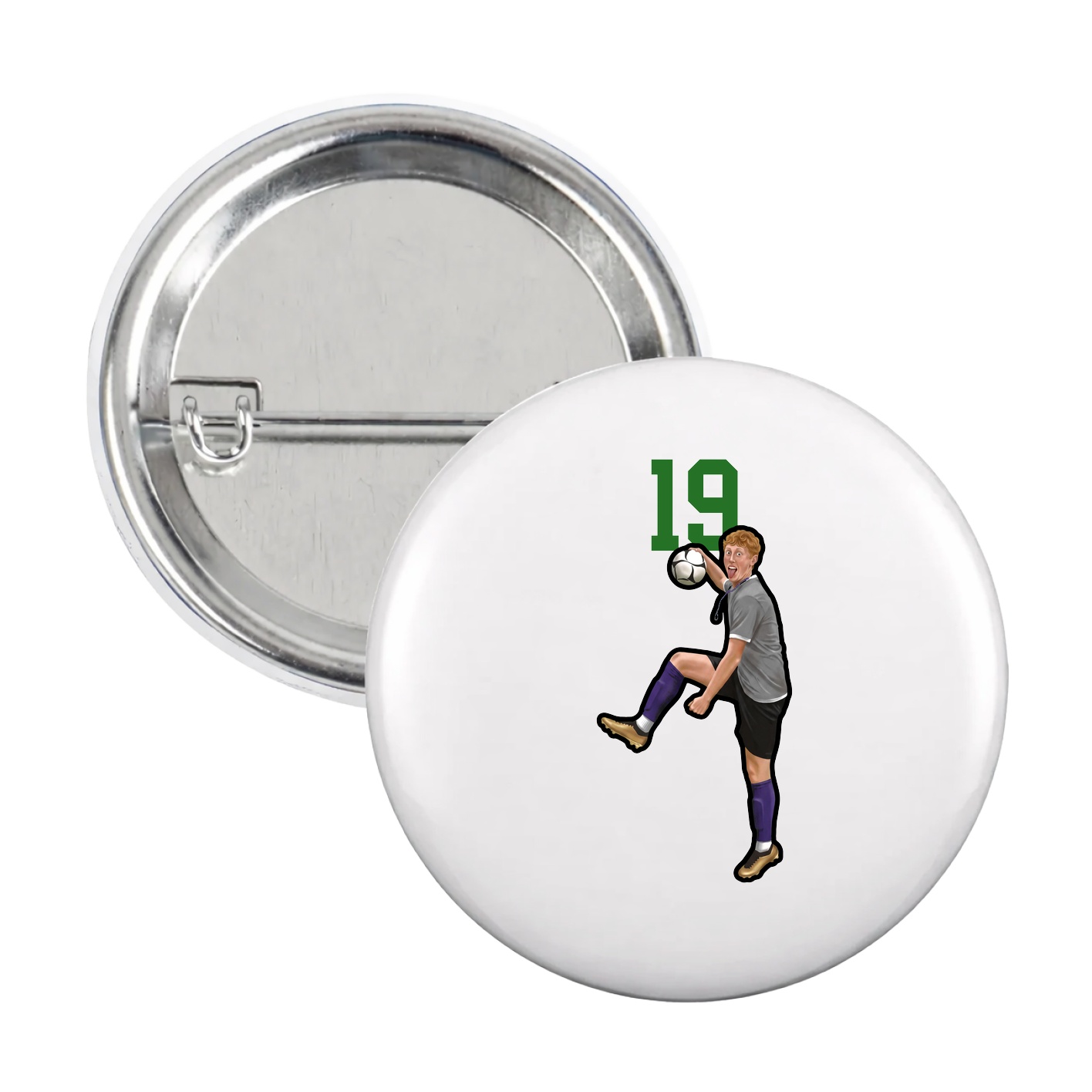 Game Day Button — Number Top in White