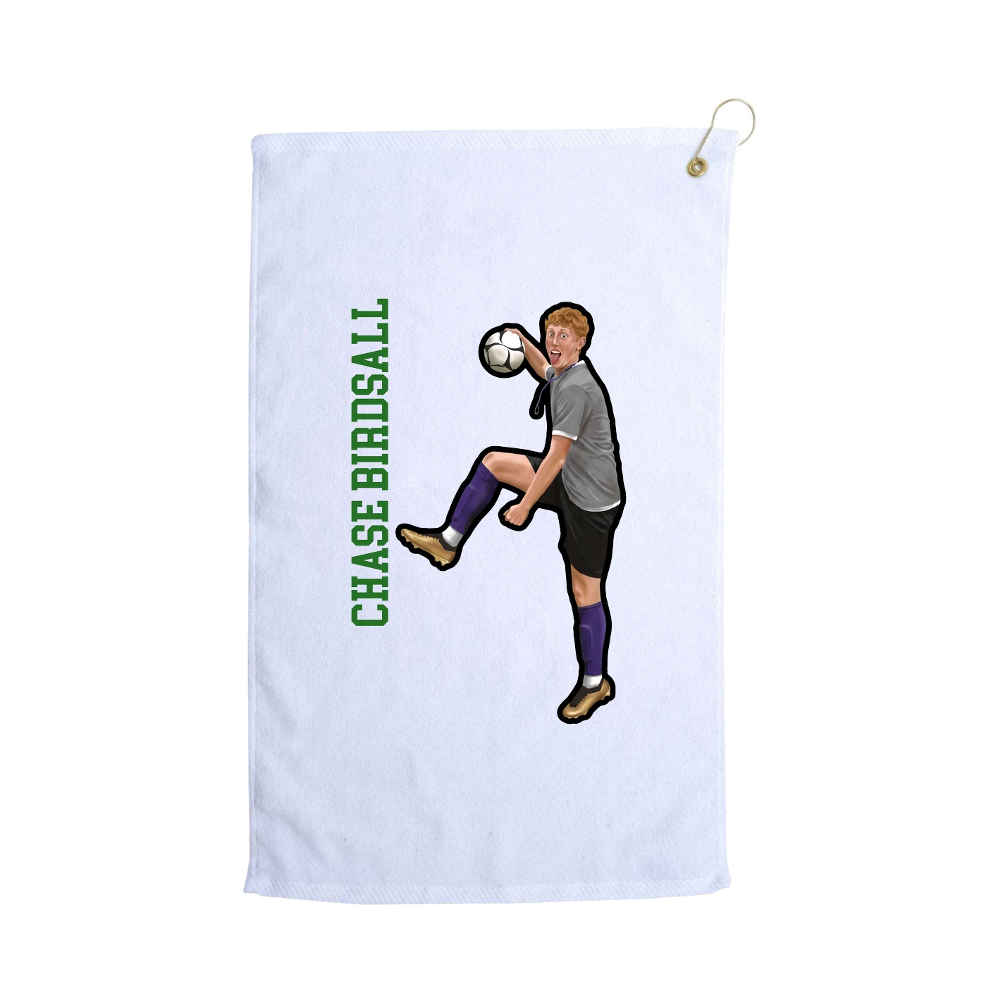 Golf Towel — Name Vertical in White