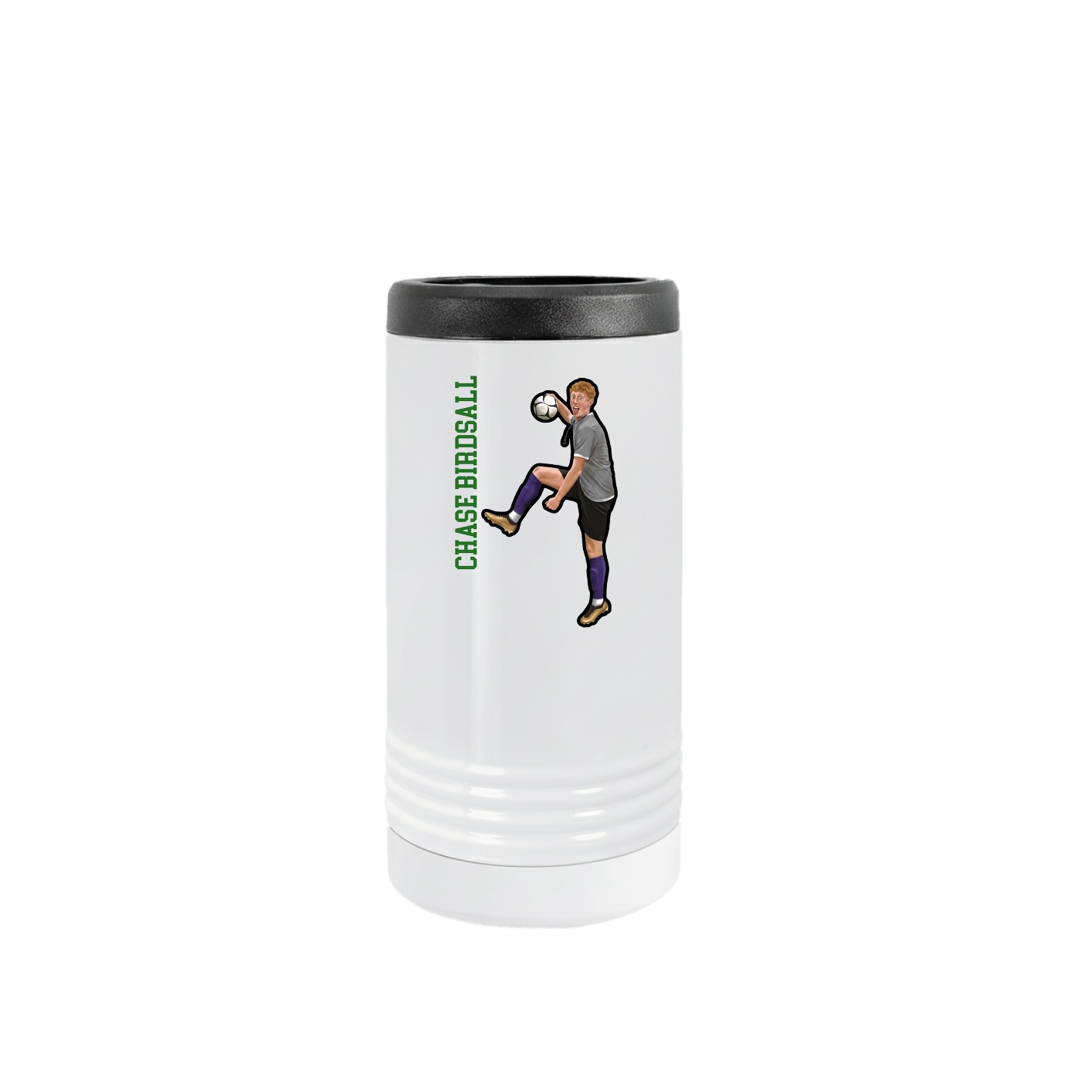 Slim Beverage Holder — Name Vertical in White
